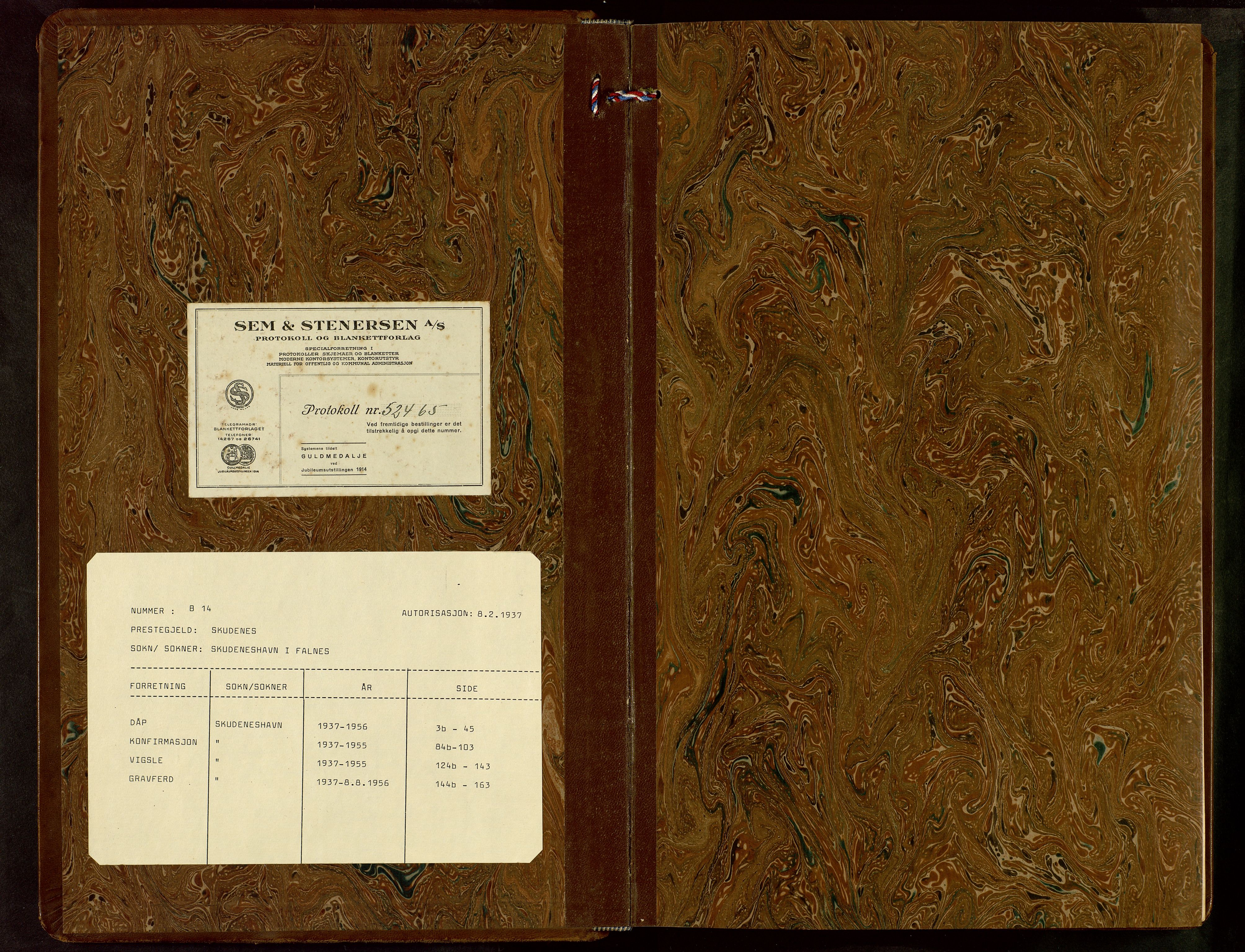 Skudenes sokneprestkontor, SAST/A -101849/H/Ha/Hab/L0014: Parish register (copy) no. B 14, 1937-1956