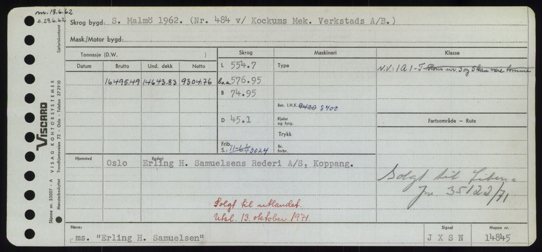 Sjøfartsdirektoratet med forløpere, Skipsmålingen, RA/S-1627/H/Hd/L0009: Fartøy, E, p. 493