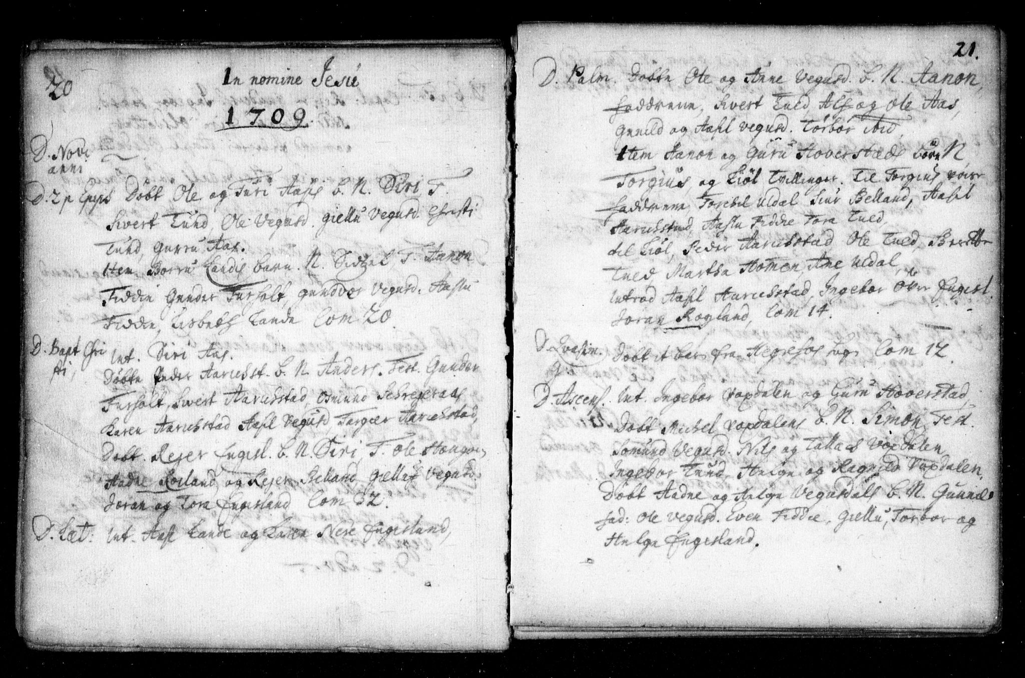 Herefoss sokneprestkontor, AV/SAK-1111-0019/F/Fa/Fab/L0001: Parish register (official) no. A 1, 1704-1779, p. 20-21