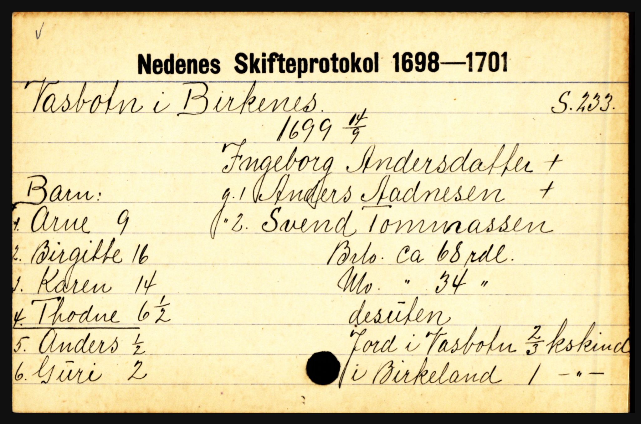 Nedenes sorenskriveri før 1824, AV/SAK-1221-0007/H, p. 32581