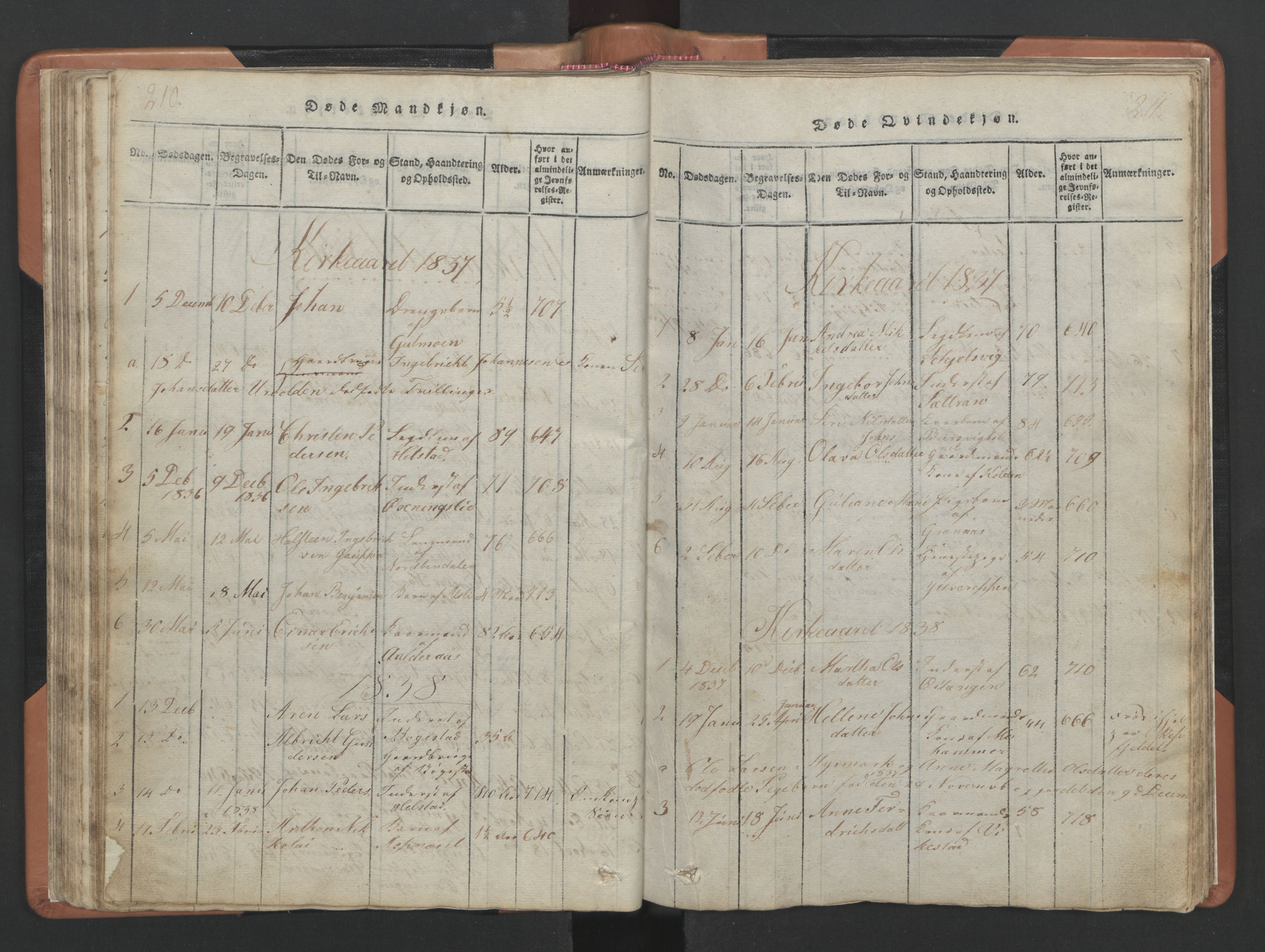 Ministerialprotokoller, klokkerbøker og fødselsregistre - Nordland, AV/SAT-A-1459/810/L0157: Parish register (copy) no. 810C01, 1819-1842, p. 210-211