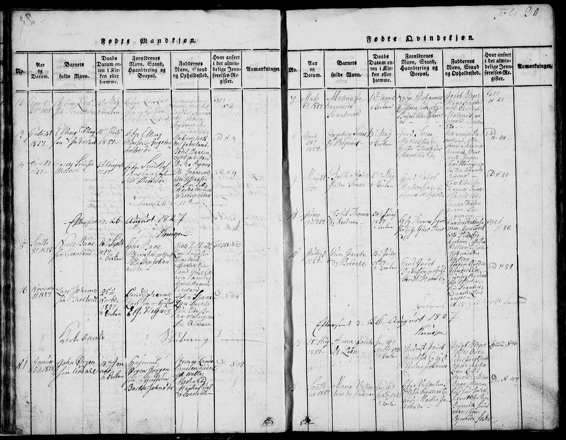 Skjold sokneprestkontor, AV/SAST-A-101847/H/Ha/Hab/L0002: Parish register (copy) no. B 2 /2, 1815-1830, p. 30