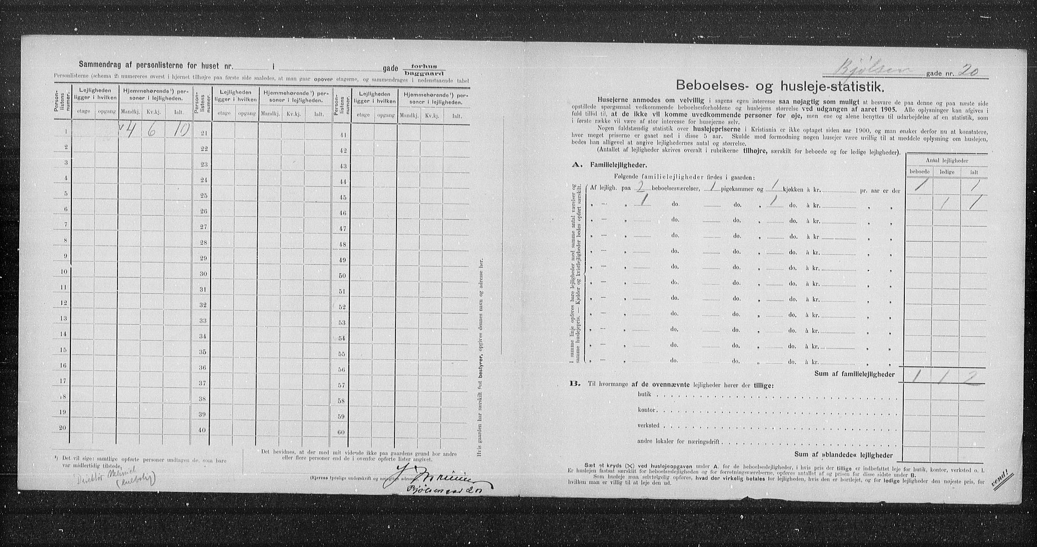 OBA, Municipal Census 1905 for Kristiania, 1905, p. 3306