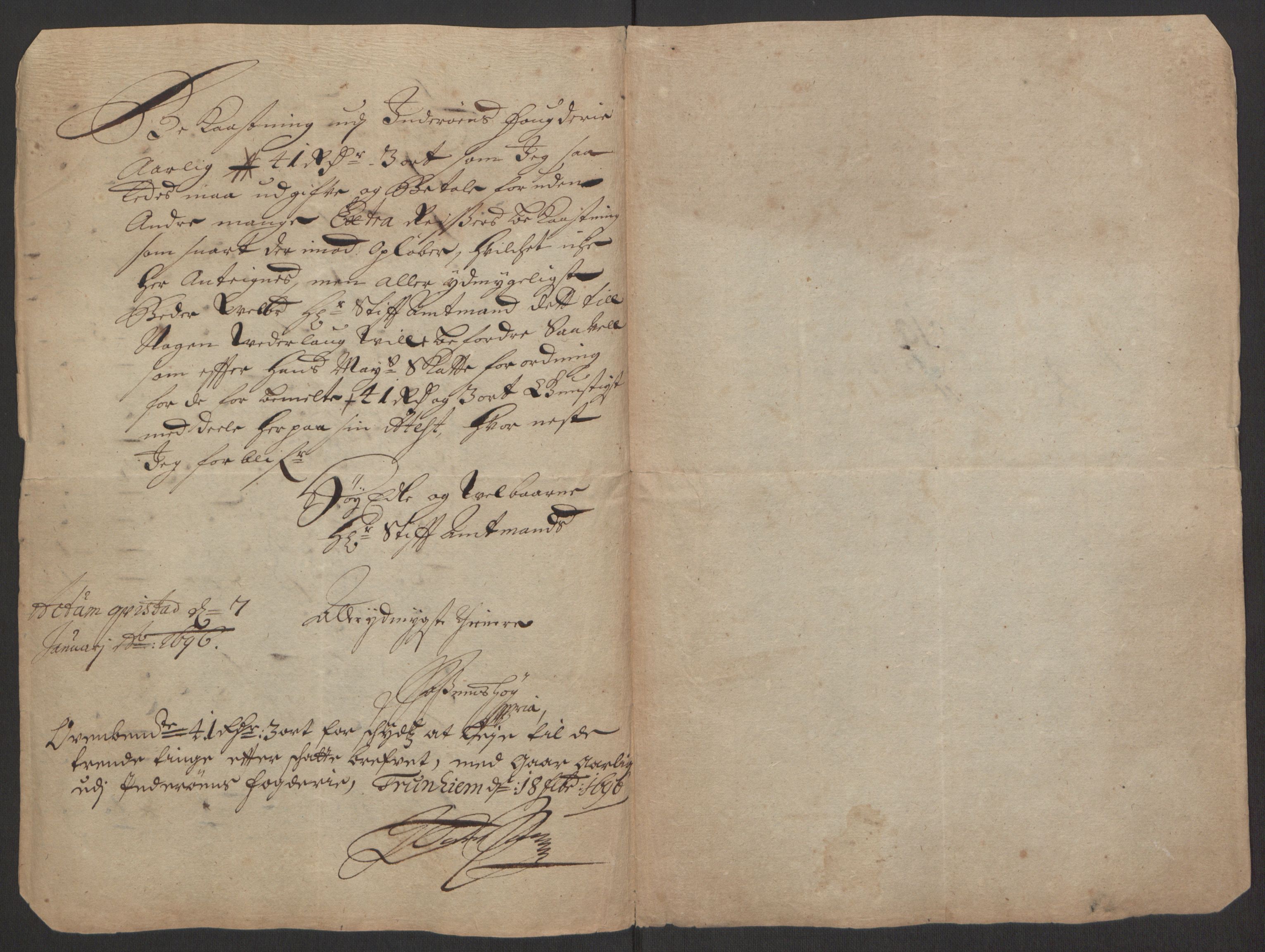 Rentekammeret inntil 1814, Reviderte regnskaper, Fogderegnskap, RA/EA-4092/R63/L4309: Fogderegnskap Inderøy, 1695-1697, p. 99