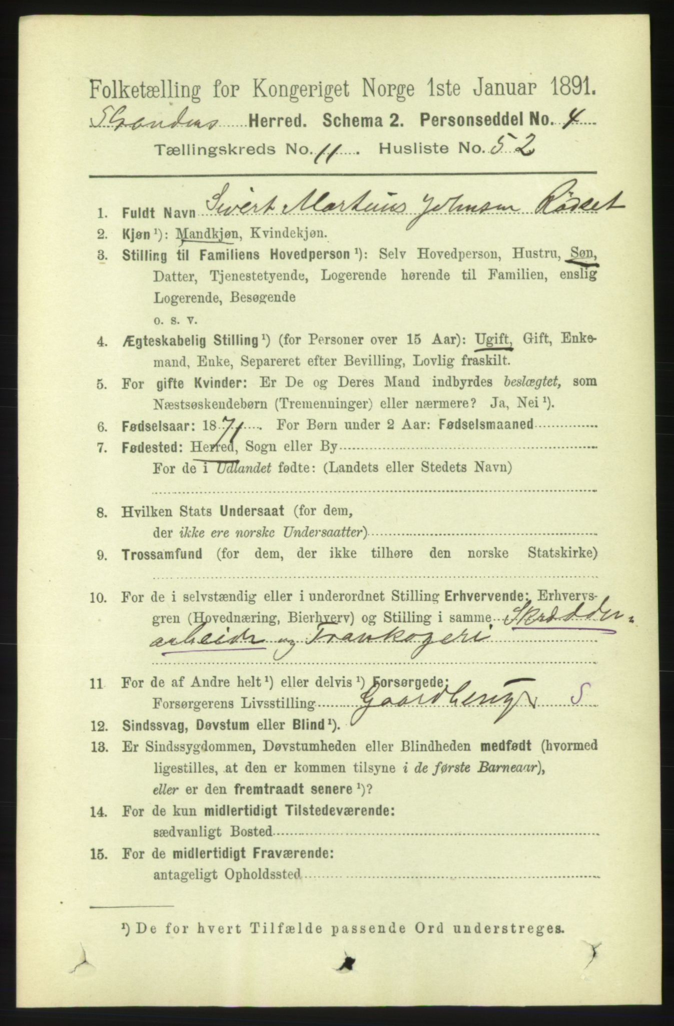 RA, 1891 census for 1525 Stranda, 1891, p. 2560