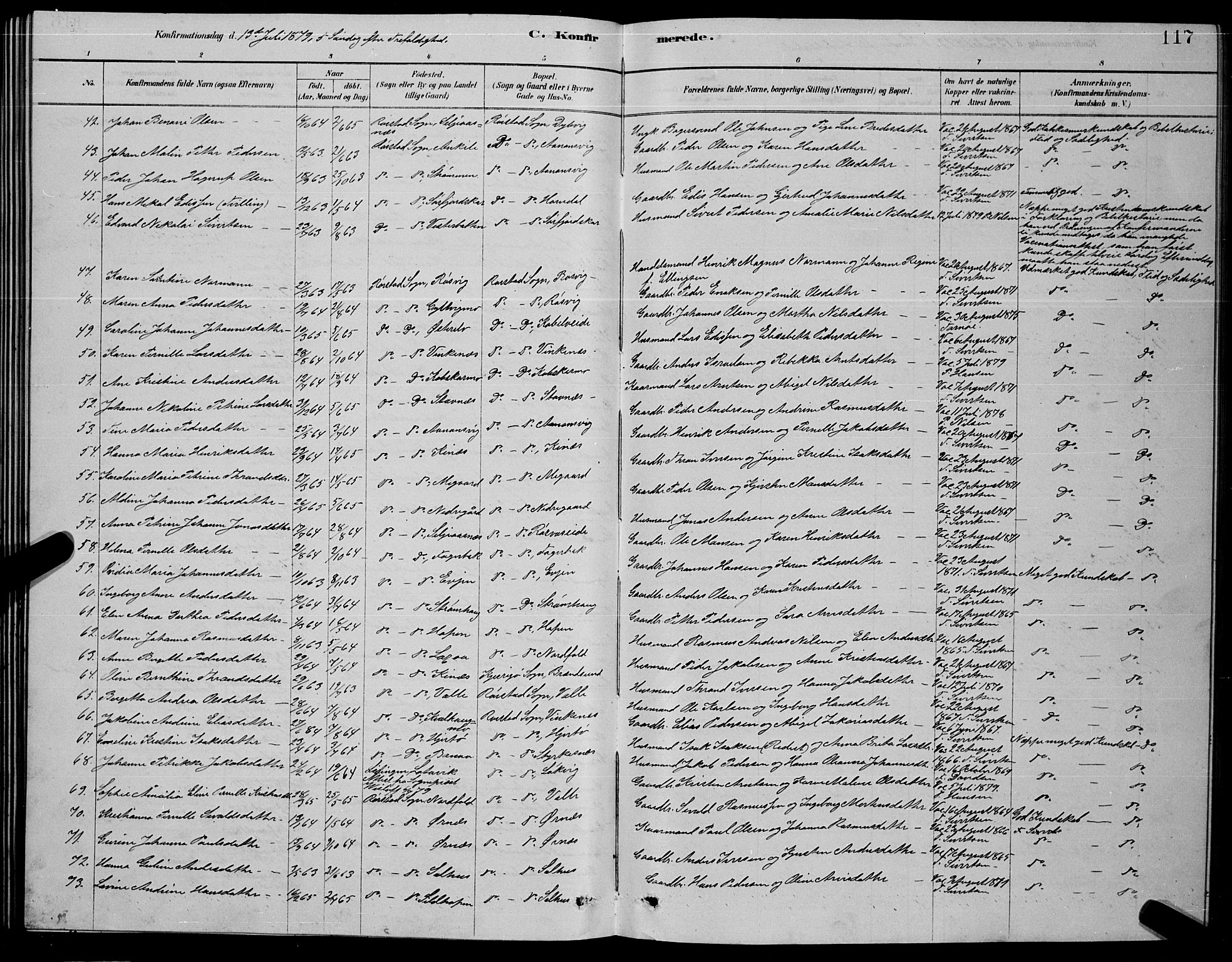 Ministerialprotokoller, klokkerbøker og fødselsregistre - Nordland, AV/SAT-A-1459/853/L0776: Parish register (copy) no. 853C04, 1878-1889, p. 117