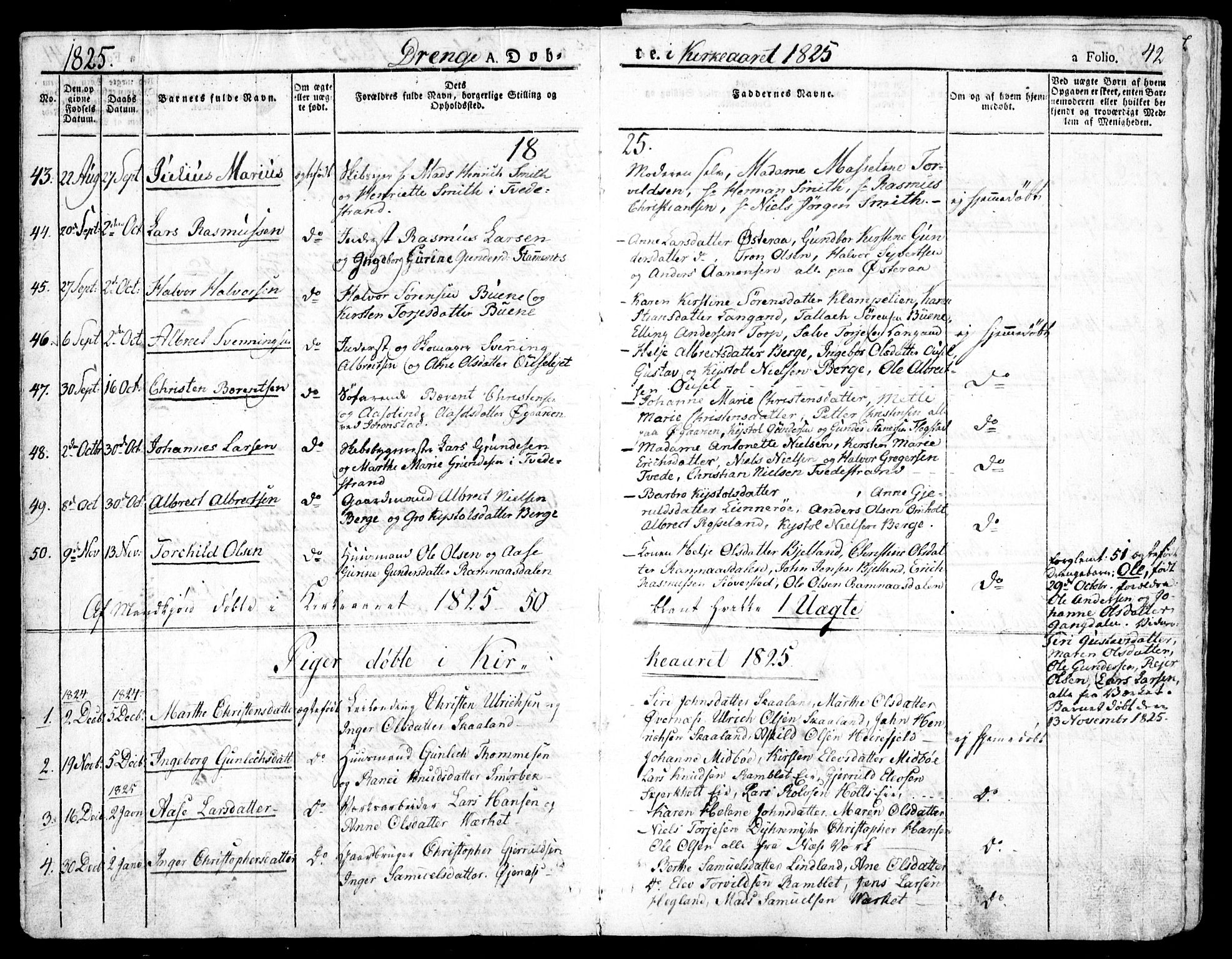 Holt sokneprestkontor, AV/SAK-1111-0021/F/Fa/L0006: Parish register (official) no. A 6, 1820-1835, p. 42