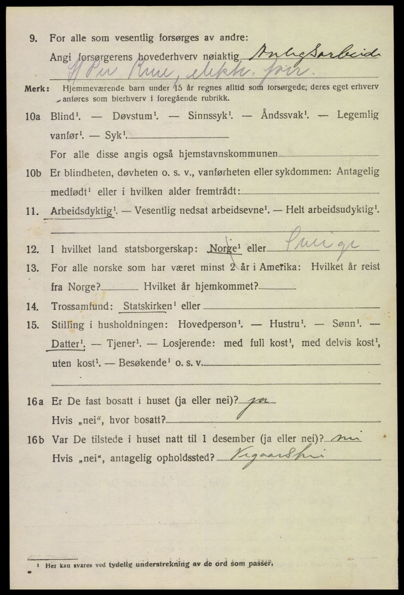 SAK, 1920 census for Åmli, 1920, p. 3182