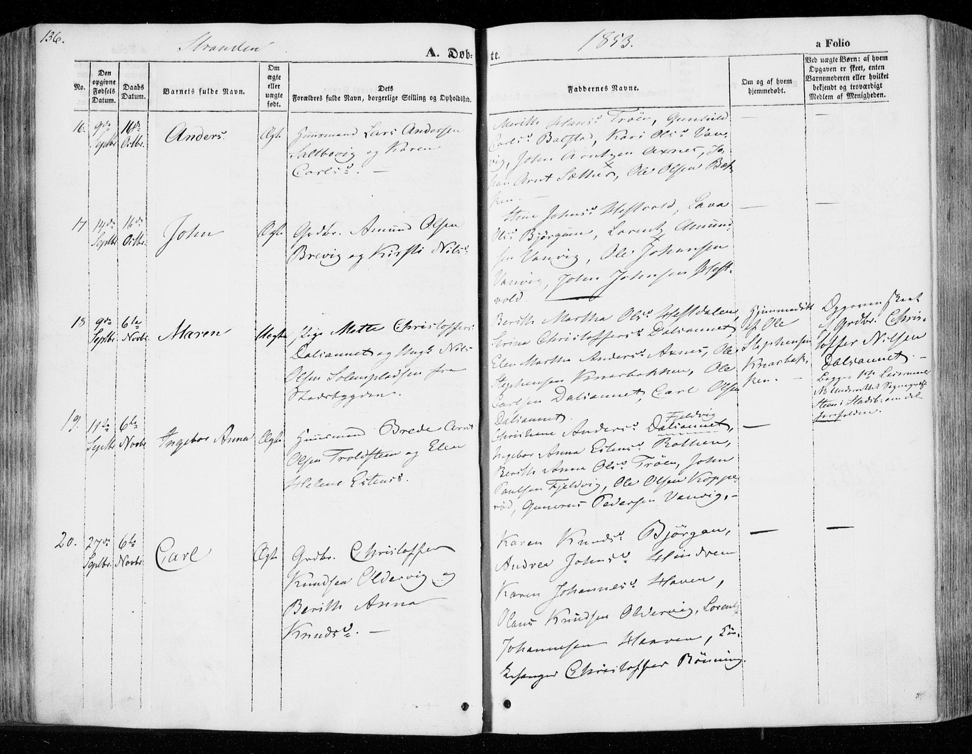 Ministerialprotokoller, klokkerbøker og fødselsregistre - Nord-Trøndelag, SAT/A-1458/701/L0007: Parish register (official) no. 701A07 /2, 1842-1854, p. 136