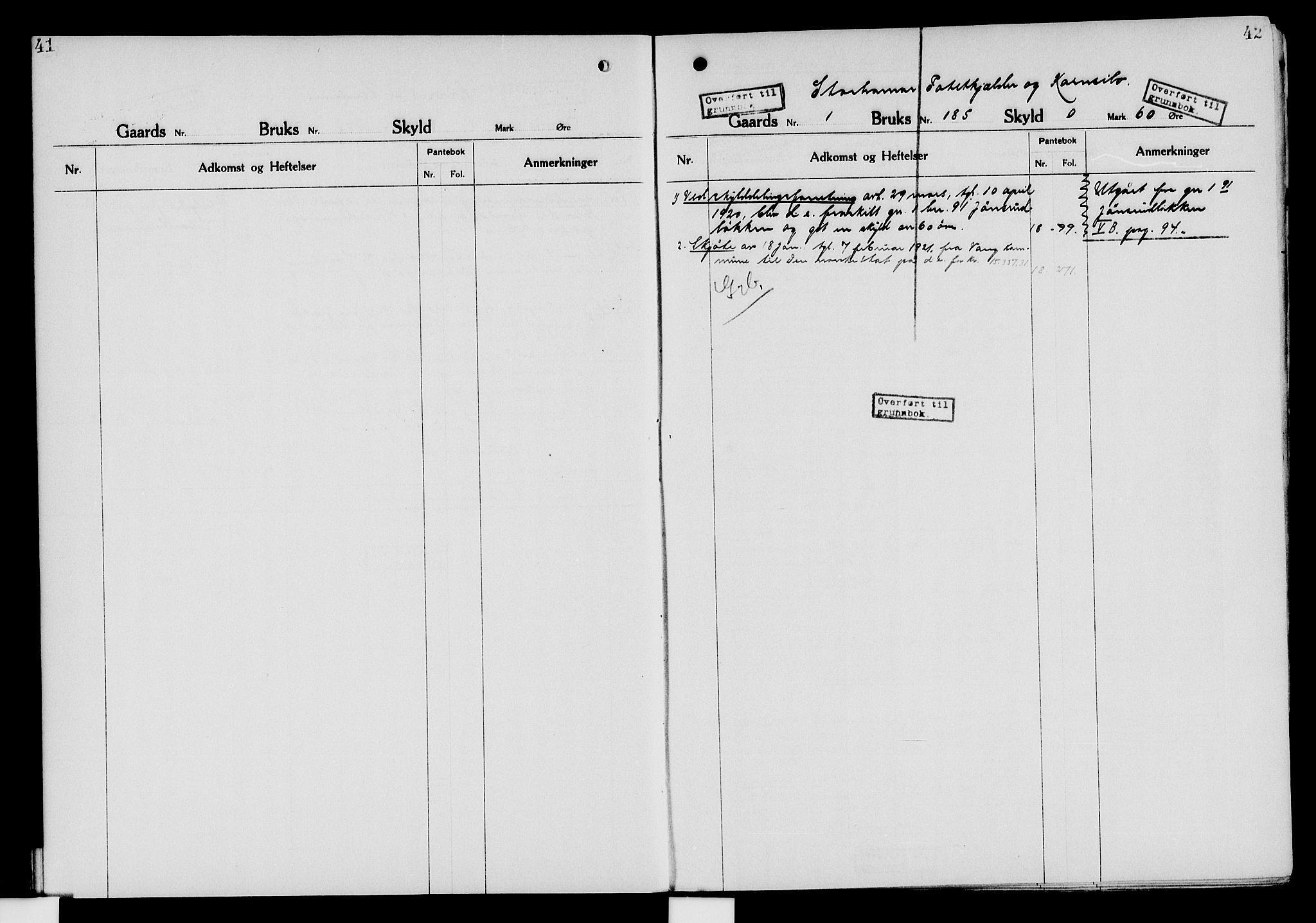 Nord-Hedmark sorenskriveri, SAH/TING-012/H/Ha/Had/Hade/L0006: Mortgage register no. 4.6, 1920-1940, p. 41-42