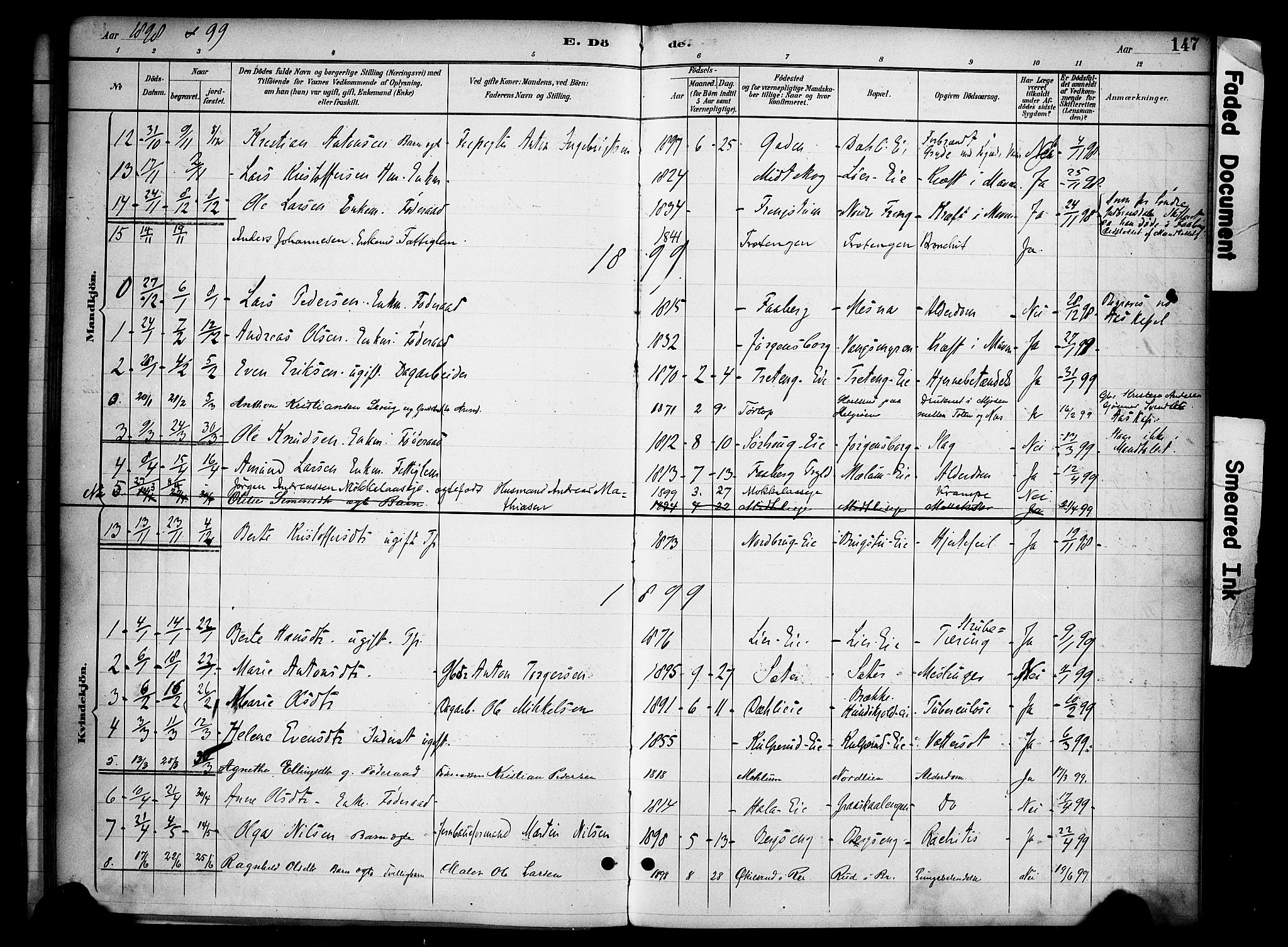 Ringsaker prestekontor, AV/SAH-PREST-014/K/Ka/L0015: Parish register (official) no. 15, 1891-1904, p. 147