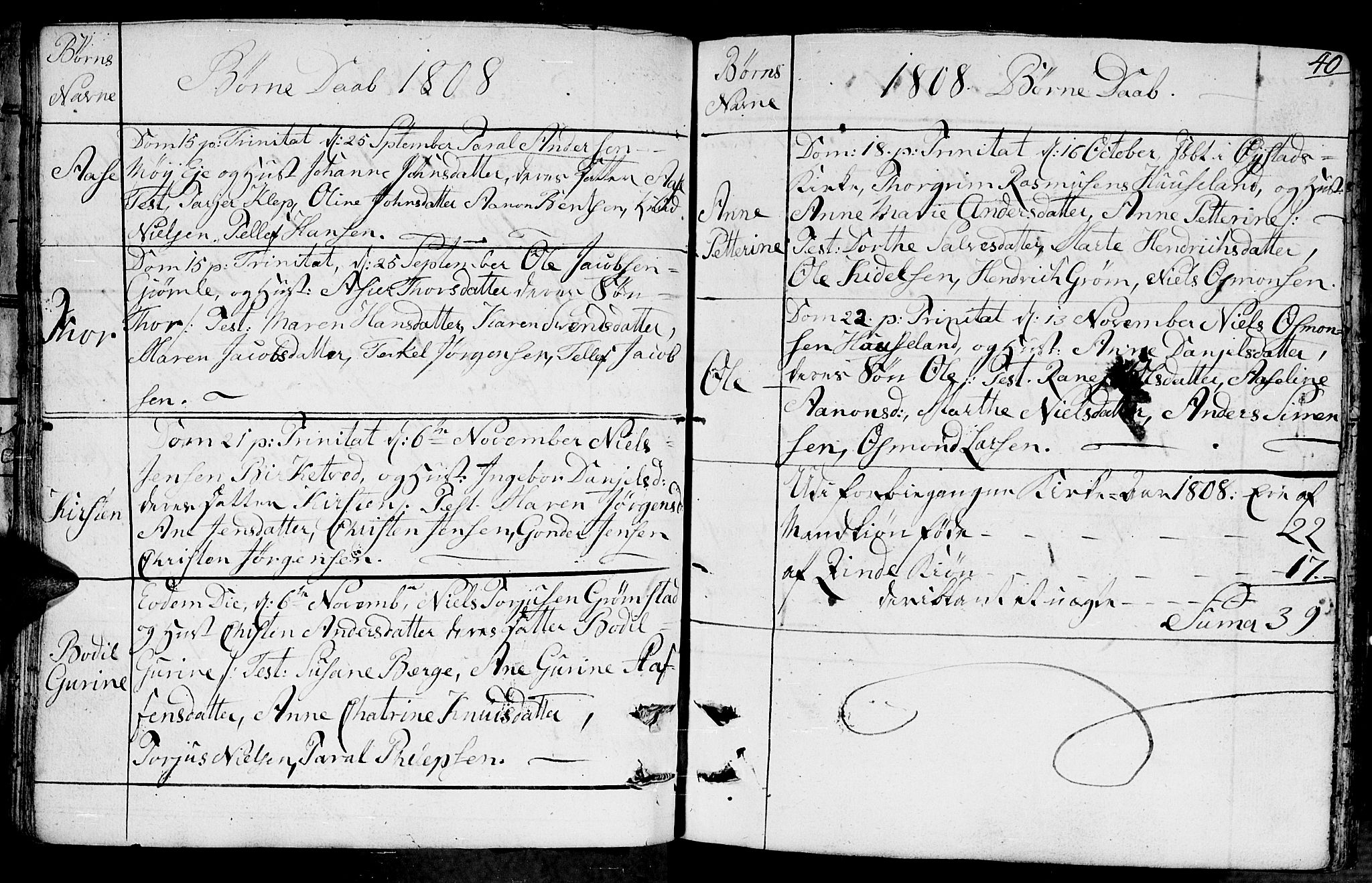 Fjære sokneprestkontor, AV/SAK-1111-0011/F/Fb/L0006: Parish register (copy) no. B 6, 1803-1817, p. 40