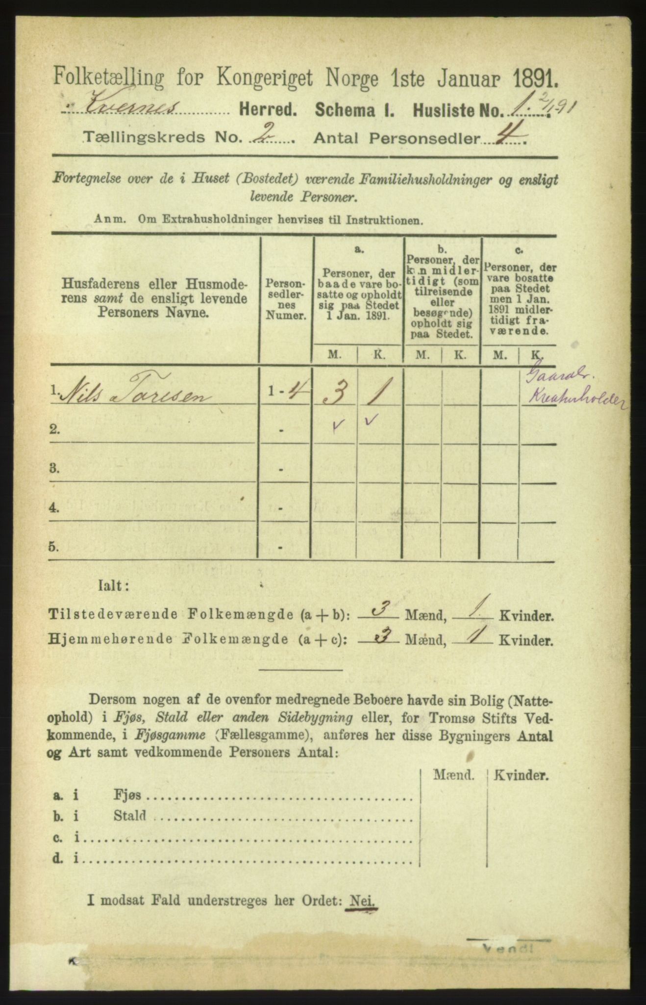 RA, 1891 census for 1553 Kvernes, 1891, p. 637