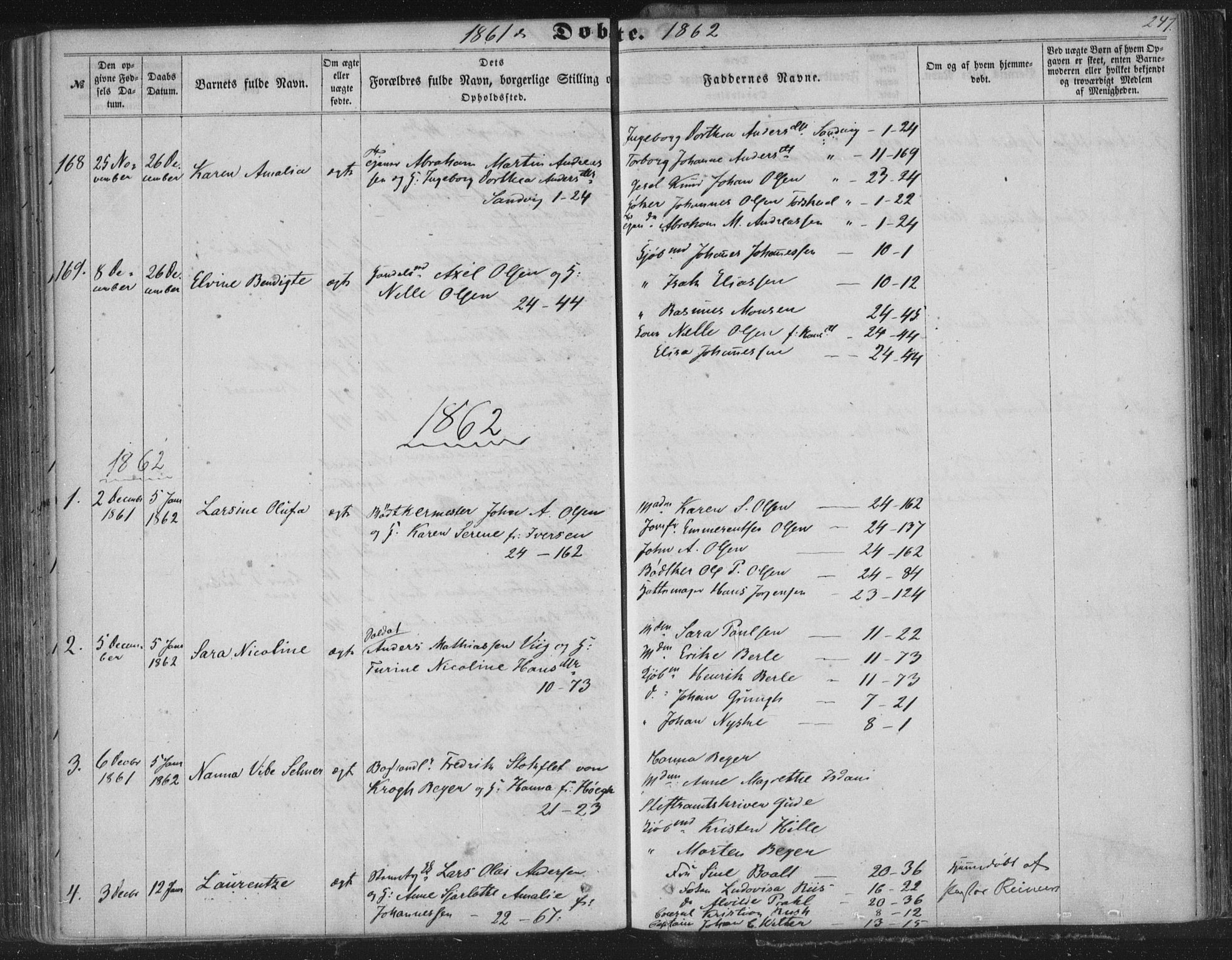 Korskirken sokneprestembete, AV/SAB-A-76101/H/Haa/L0018: Parish register (official) no. B 4, 1857-1866, p. 247