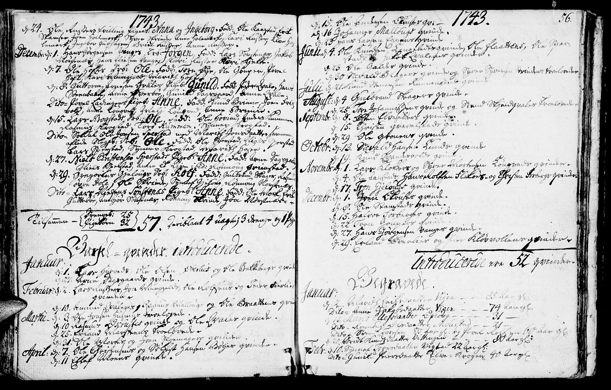 Lom prestekontor, AV/SAH-PREST-070/K/L0001: Parish register (official) no. 1, 1733-1748, p. 56