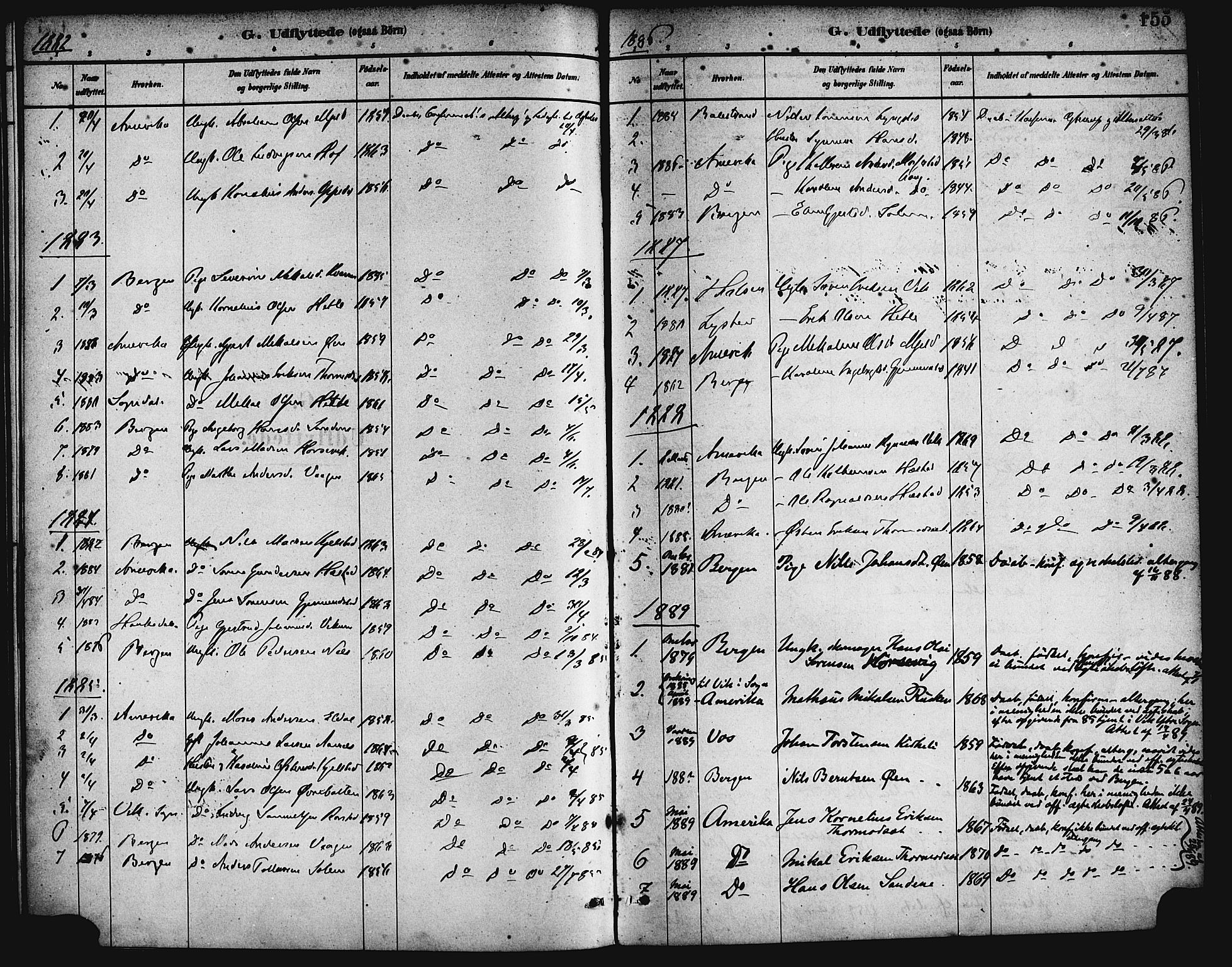 Gaular sokneprestembete, AV/SAB-A-80001/H/Haa: Parish register (official) no. D 1, 1882-1899, p. 155