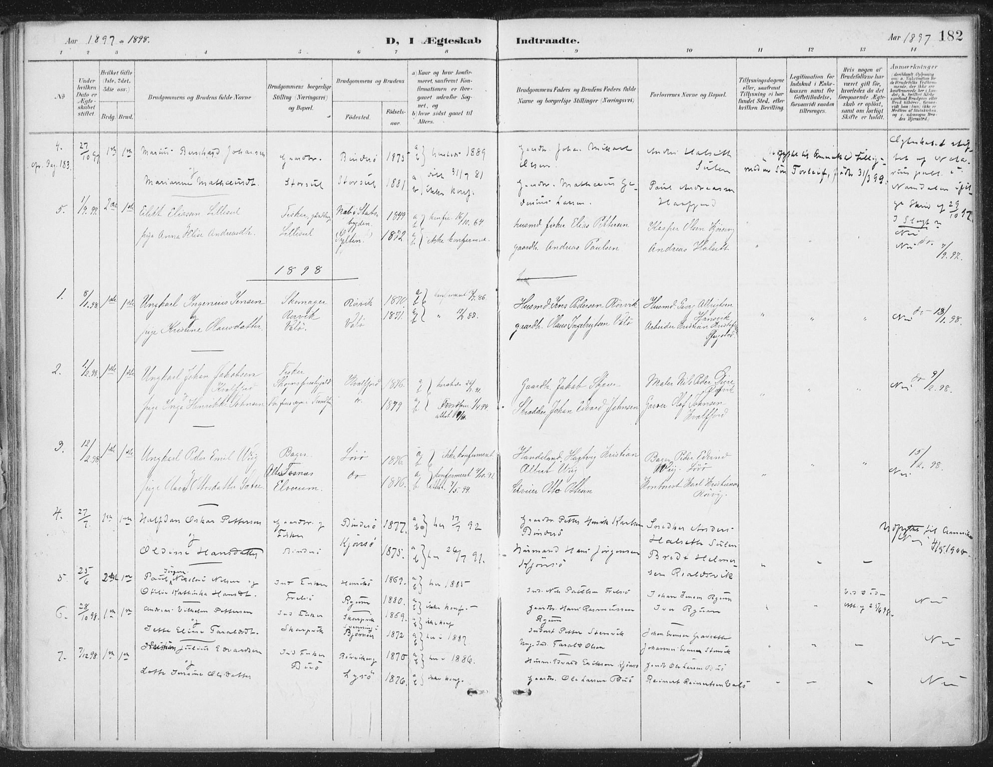 Ministerialprotokoller, klokkerbøker og fødselsregistre - Nord-Trøndelag, SAT/A-1458/786/L0687: Parish register (official) no. 786A03, 1888-1898, p. 182