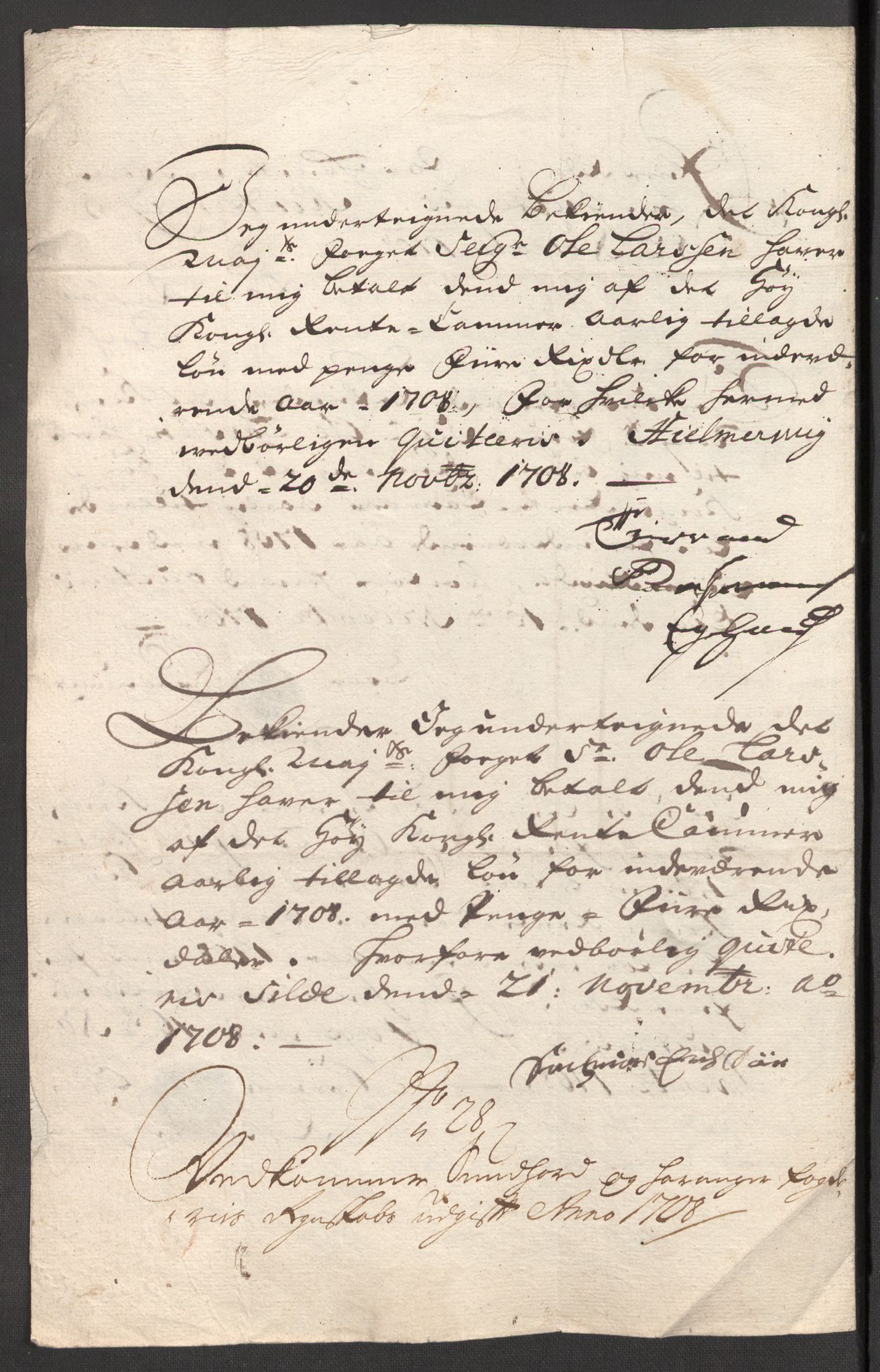 Rentekammeret inntil 1814, Reviderte regnskaper, Fogderegnskap, AV/RA-EA-4092/R48/L2985: Fogderegnskap Sunnhordland og Hardanger, 1708, p. 308