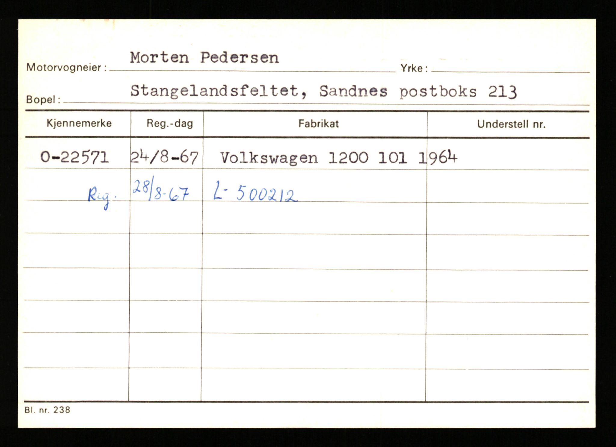 Stavanger trafikkstasjon, AV/SAST-A-101942/0/G/L0004: Registreringsnummer: 15497 - 22957, 1930-1971, p. 3041