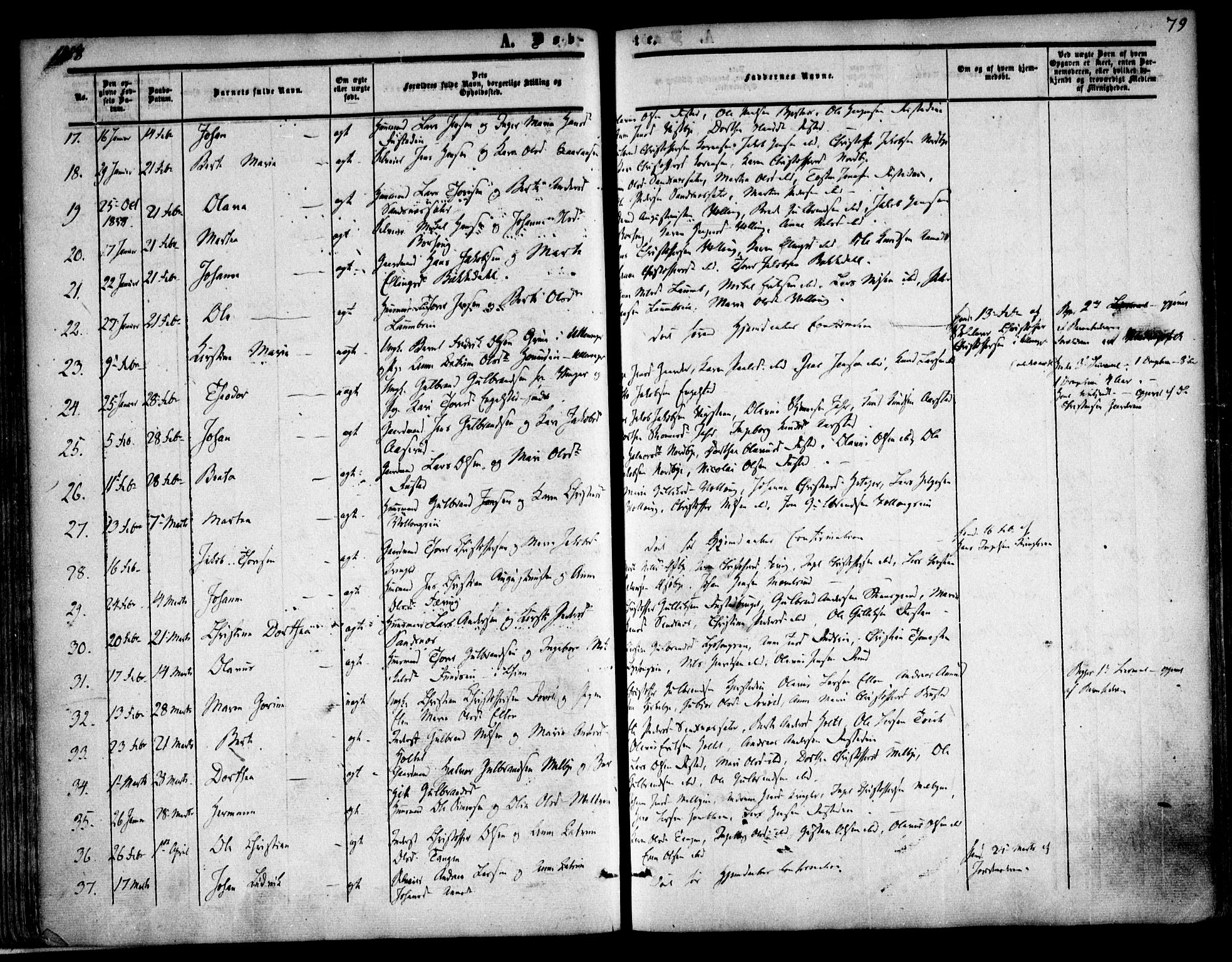 Nannestad prestekontor Kirkebøker, AV/SAO-A-10414a/F/Fa/L0011: Parish register (official) no. I 11, 1850-1859, p. 79