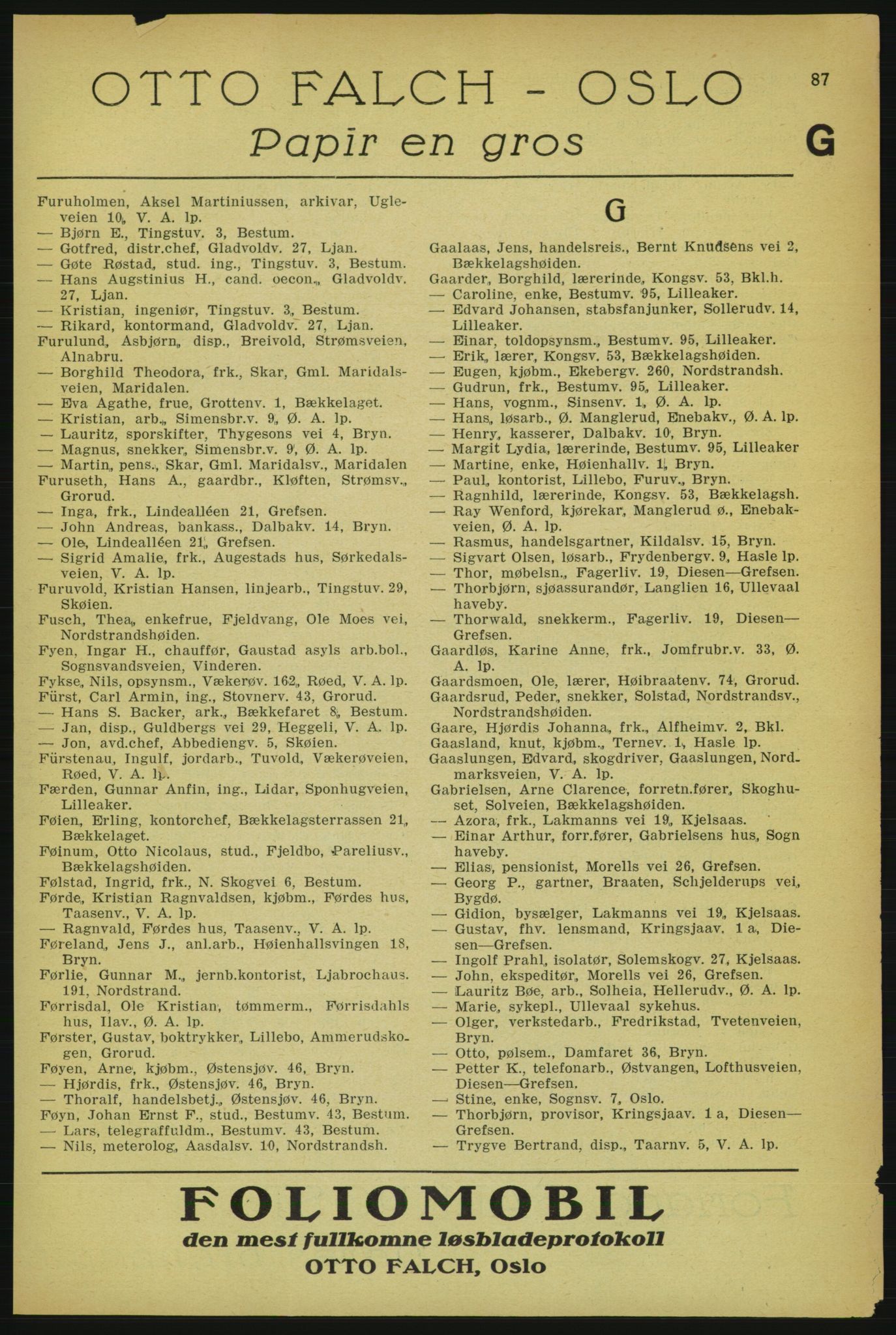 Aker adressebok/adressekalender, PUBL/001/A/004: Aker adressebok, 1929, p. 87