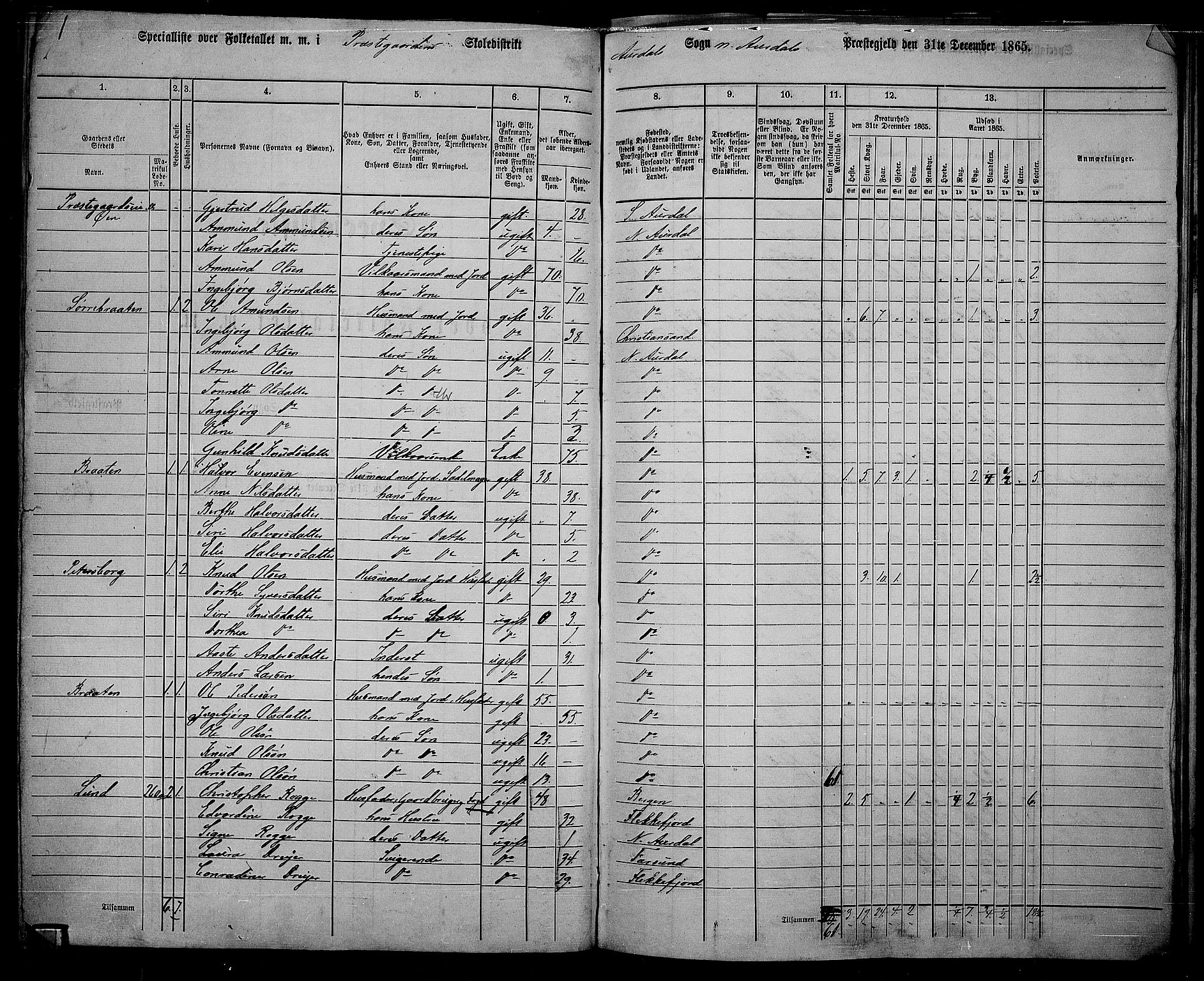 RA, 1865 census for Nord-Aurdal, 1865, p. 177