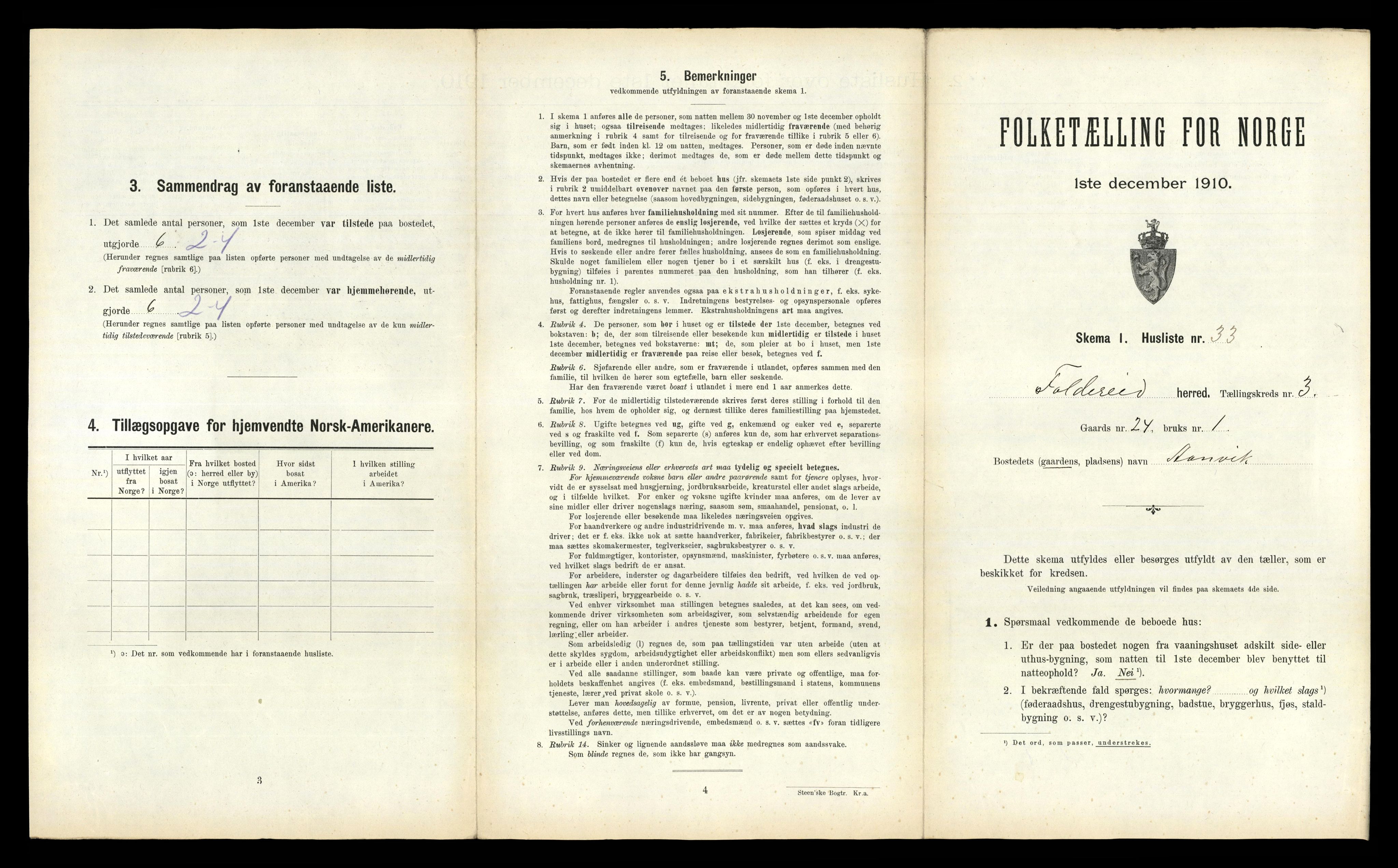 RA, 1910 census for Foldereid, 1910, p. 218