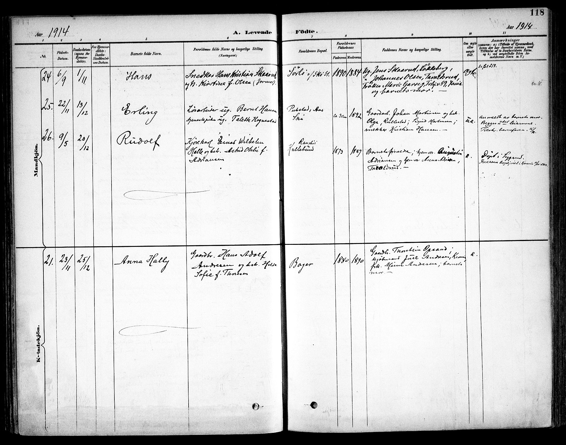 Kråkstad prestekontor Kirkebøker, SAO/A-10125a/F/Fb/L0002: Parish register (official) no. II 2, 1893-1917, p. 118