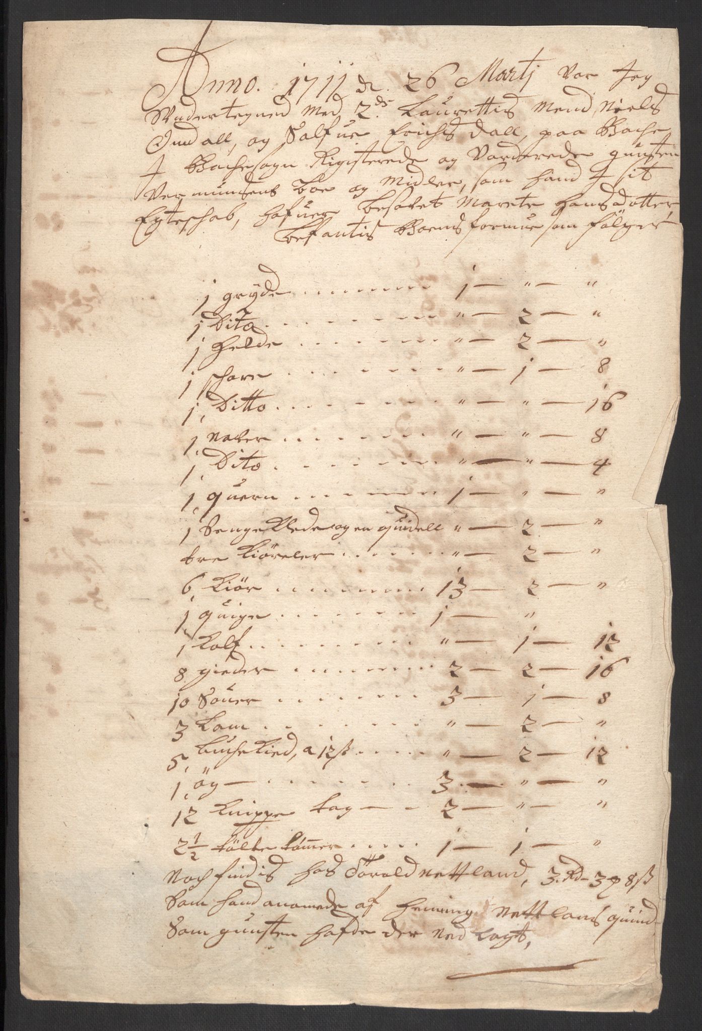 Rentekammeret inntil 1814, Reviderte regnskaper, Fogderegnskap, RA/EA-4092/R43/L2554: Fogderegnskap Lista og Mandal, 1711, p. 247