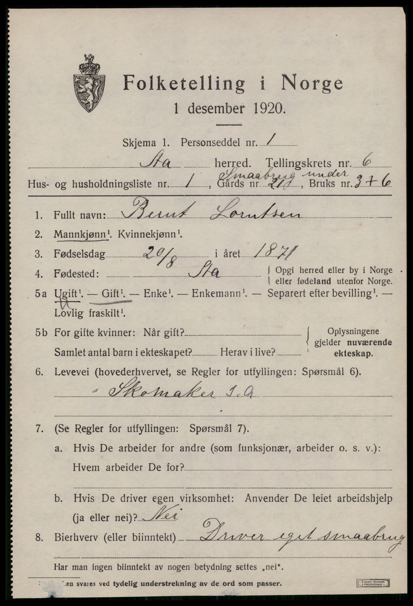 SAT, 1920 census for Å, 1920, p. 2402