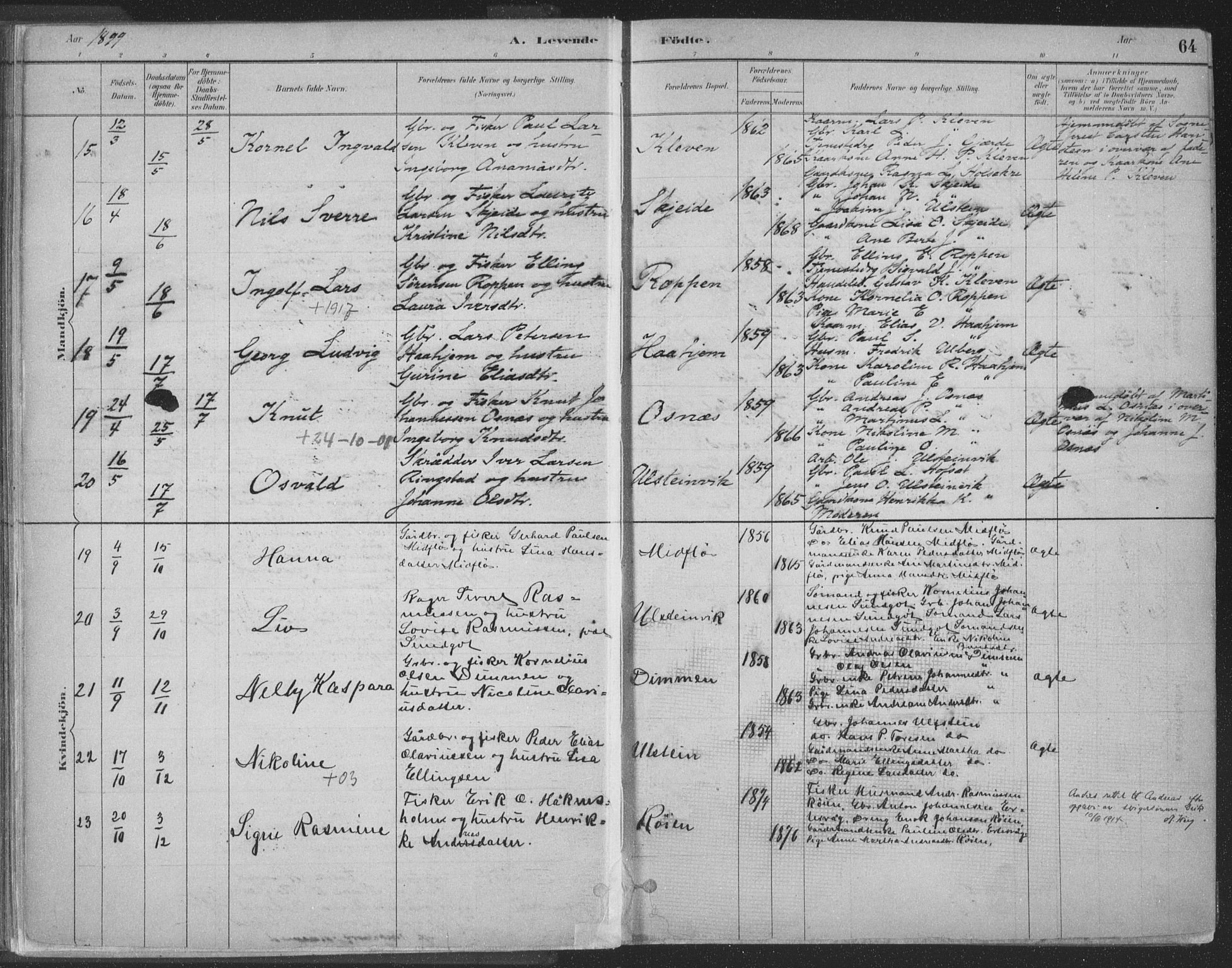 Ministerialprotokoller, klokkerbøker og fødselsregistre - Møre og Romsdal, SAT/A-1454/509/L0106: Parish register (official) no. 509A04, 1883-1922, p. 64