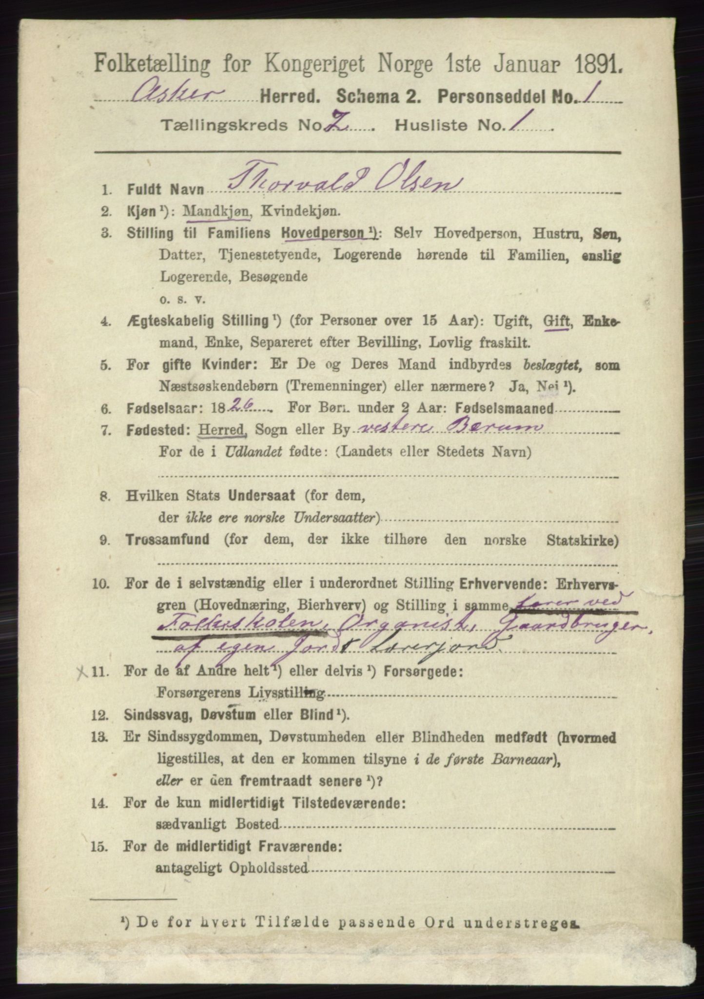 RA, 1891 census for 0220 Asker, 1891, p. 923