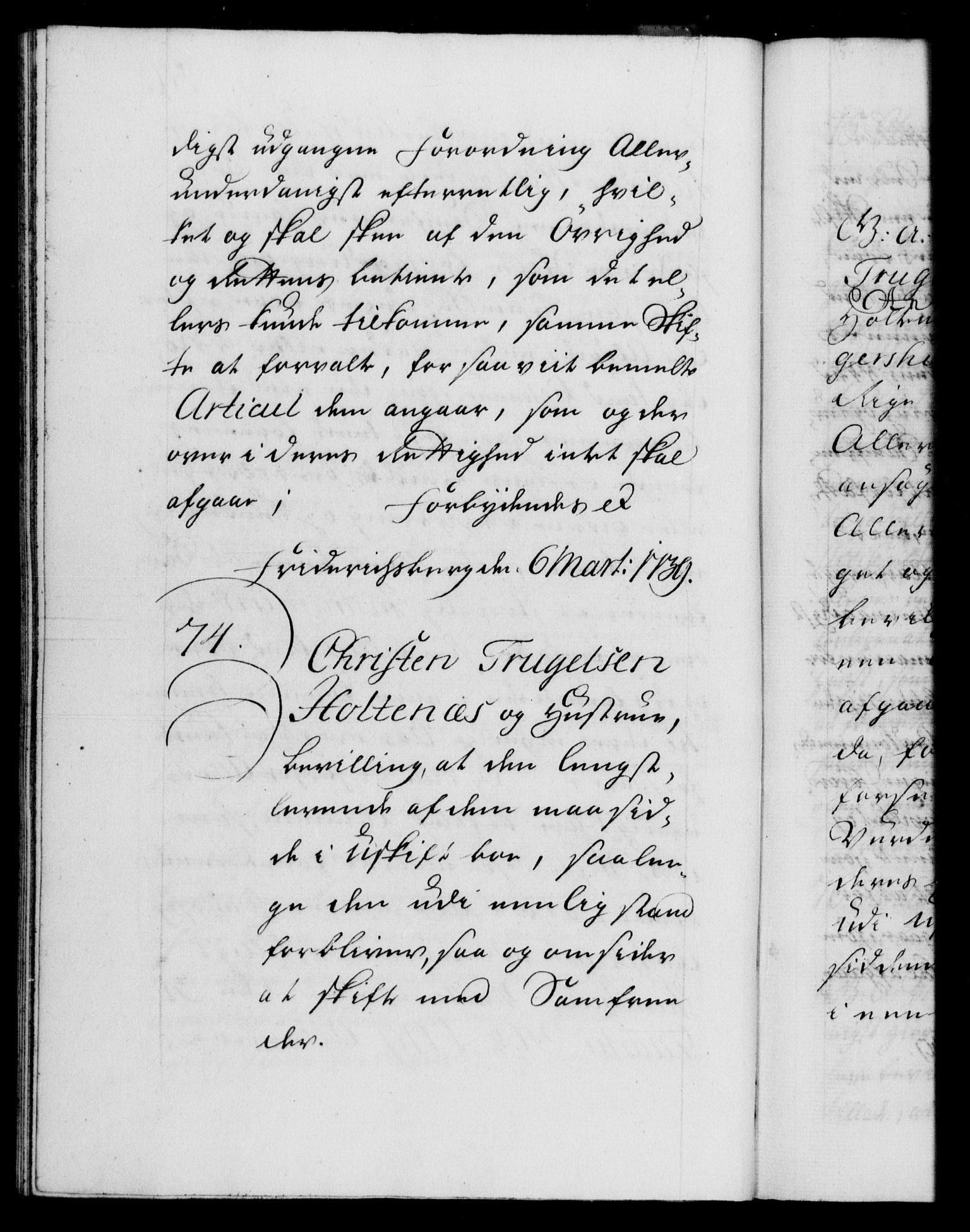 Danske Kanselli 1572-1799, AV/RA-EA-3023/F/Fc/Fca/Fcaa/L0031: Norske registre, 1739-1740, p. 57b