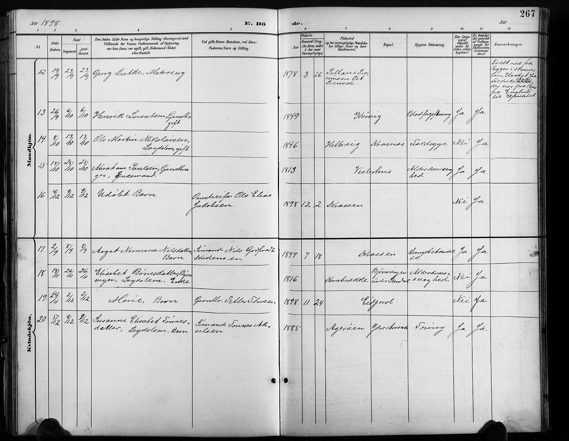 Høvåg sokneprestkontor, AV/SAK-1111-0025/F/Fb/L0005: Parish register (copy) no. B 5, 1898-1929, p. 267