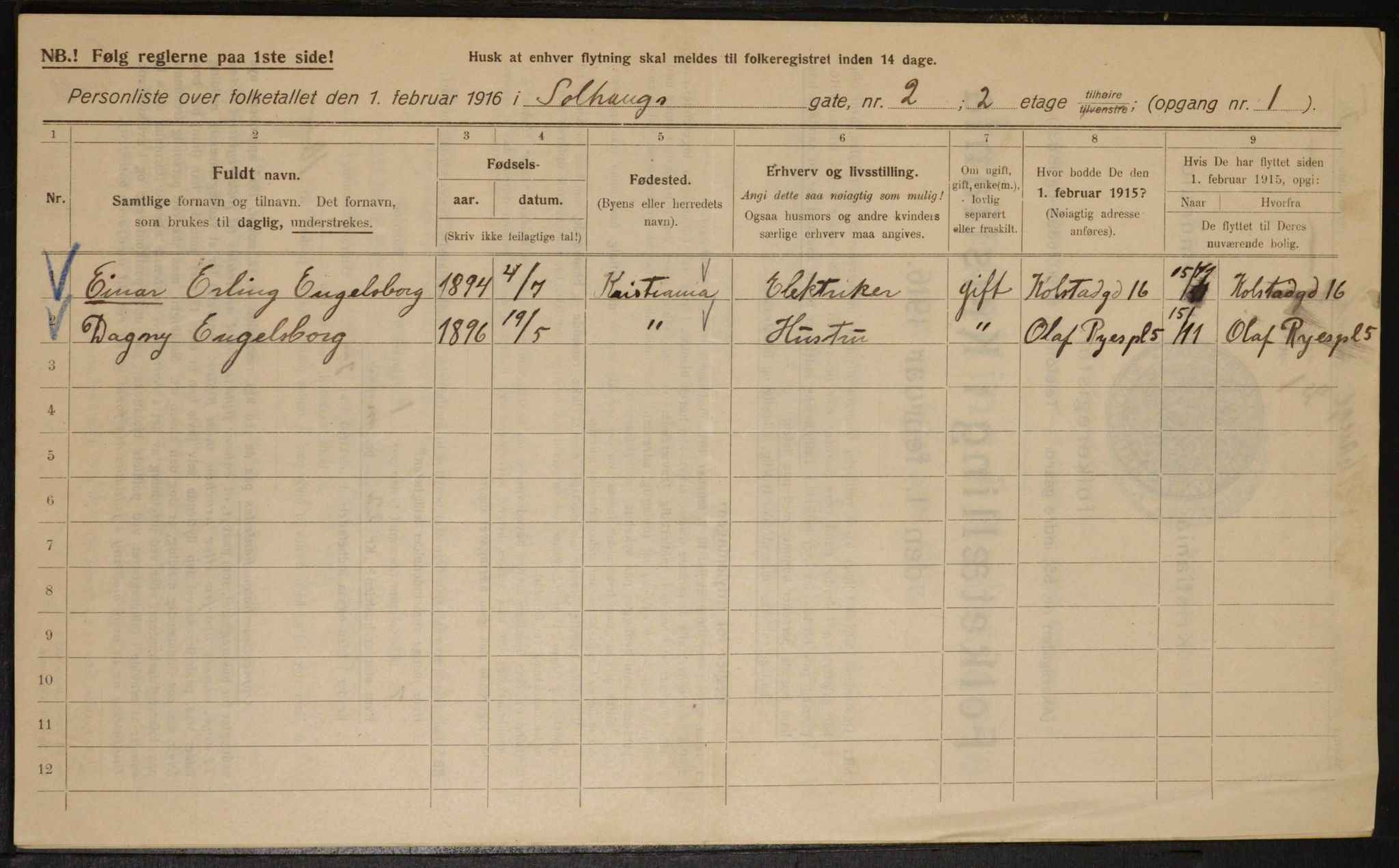 OBA, Municipal Census 1916 for Kristiania, 1916, p. 101888