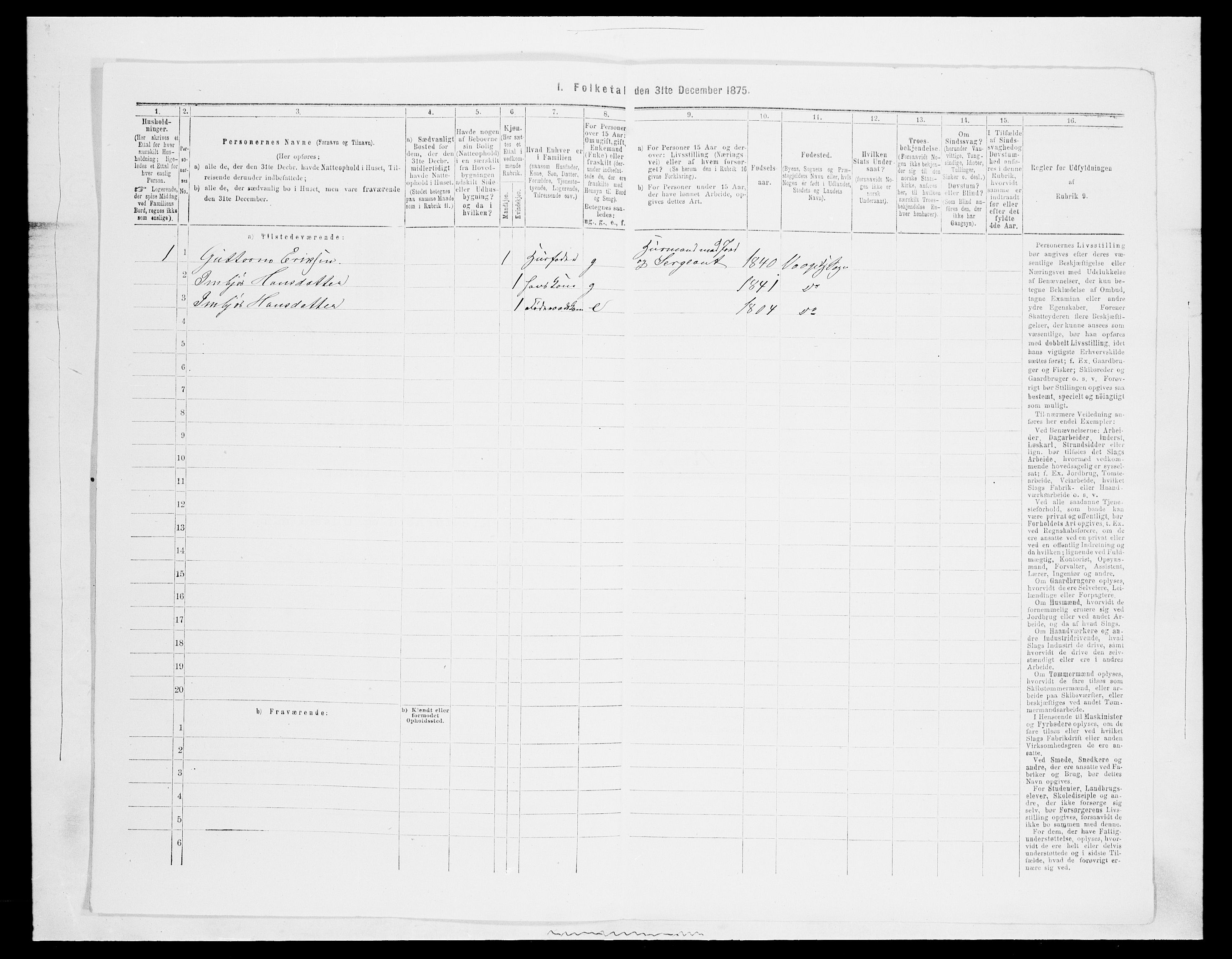 SAH, 1875 census for 0515P Vågå, 1875, p. 724