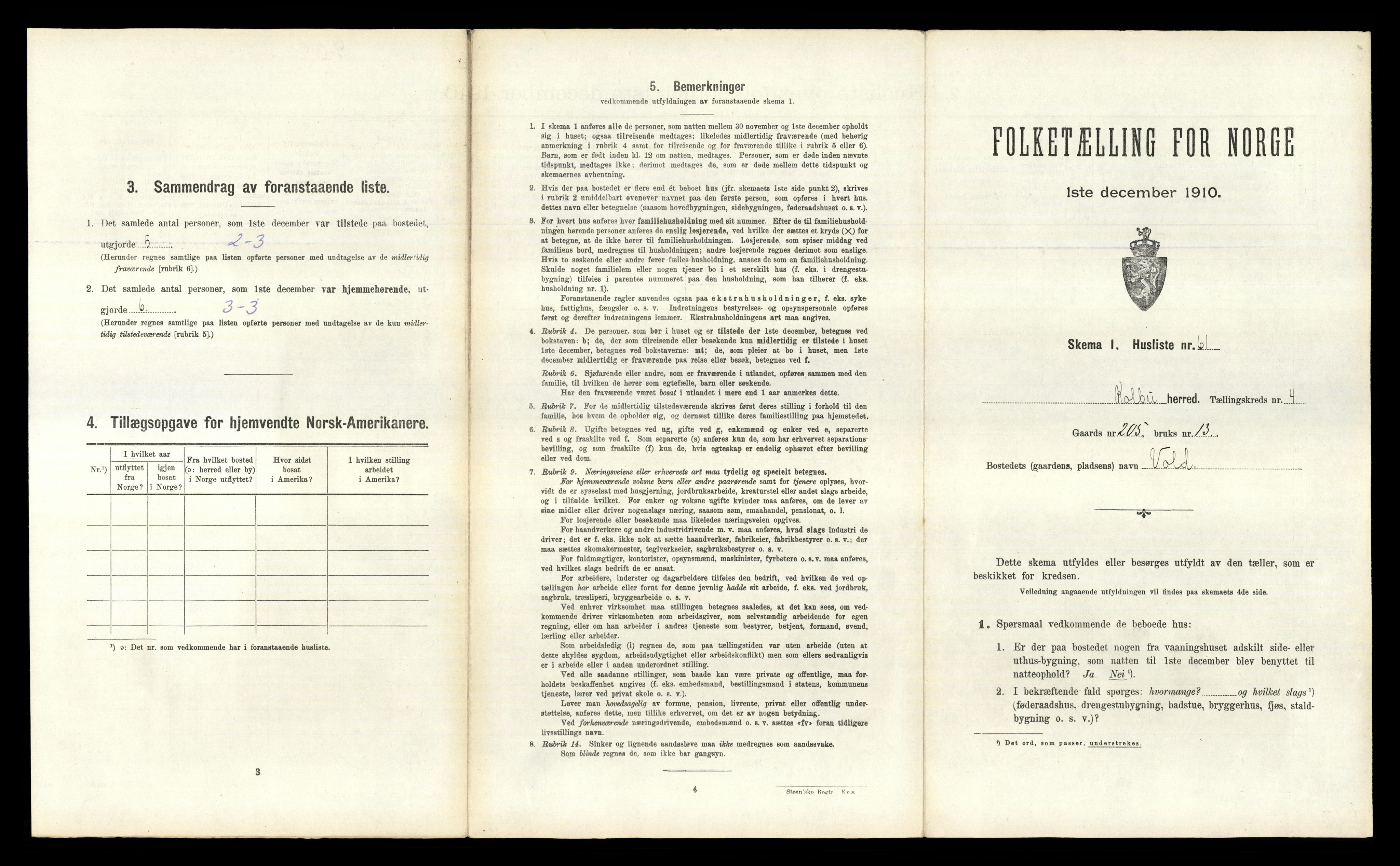 RA, 1910 census for Kolbu, 1910, p. 736