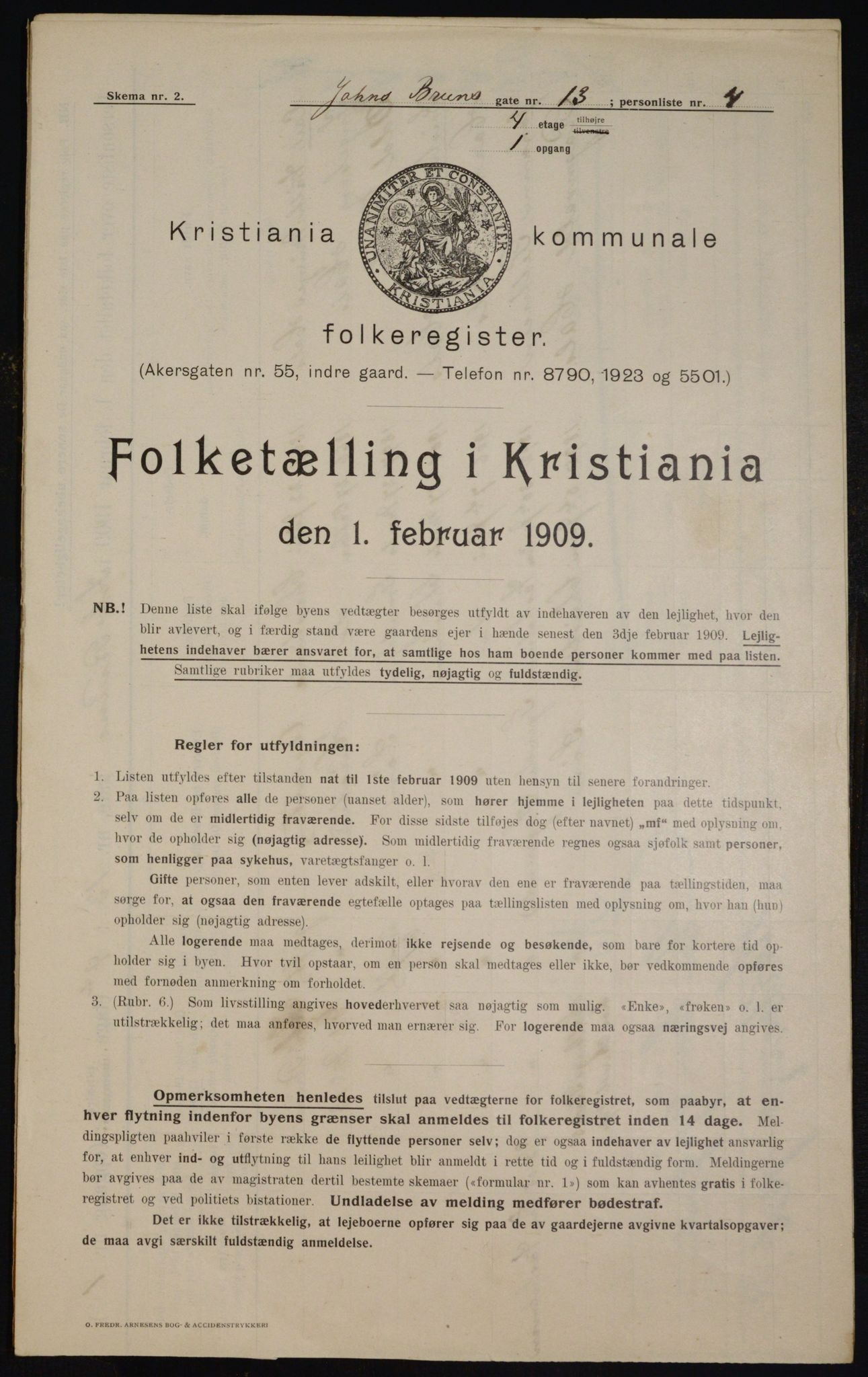 OBA, Municipal Census 1909 for Kristiania, 1909, p. 43050