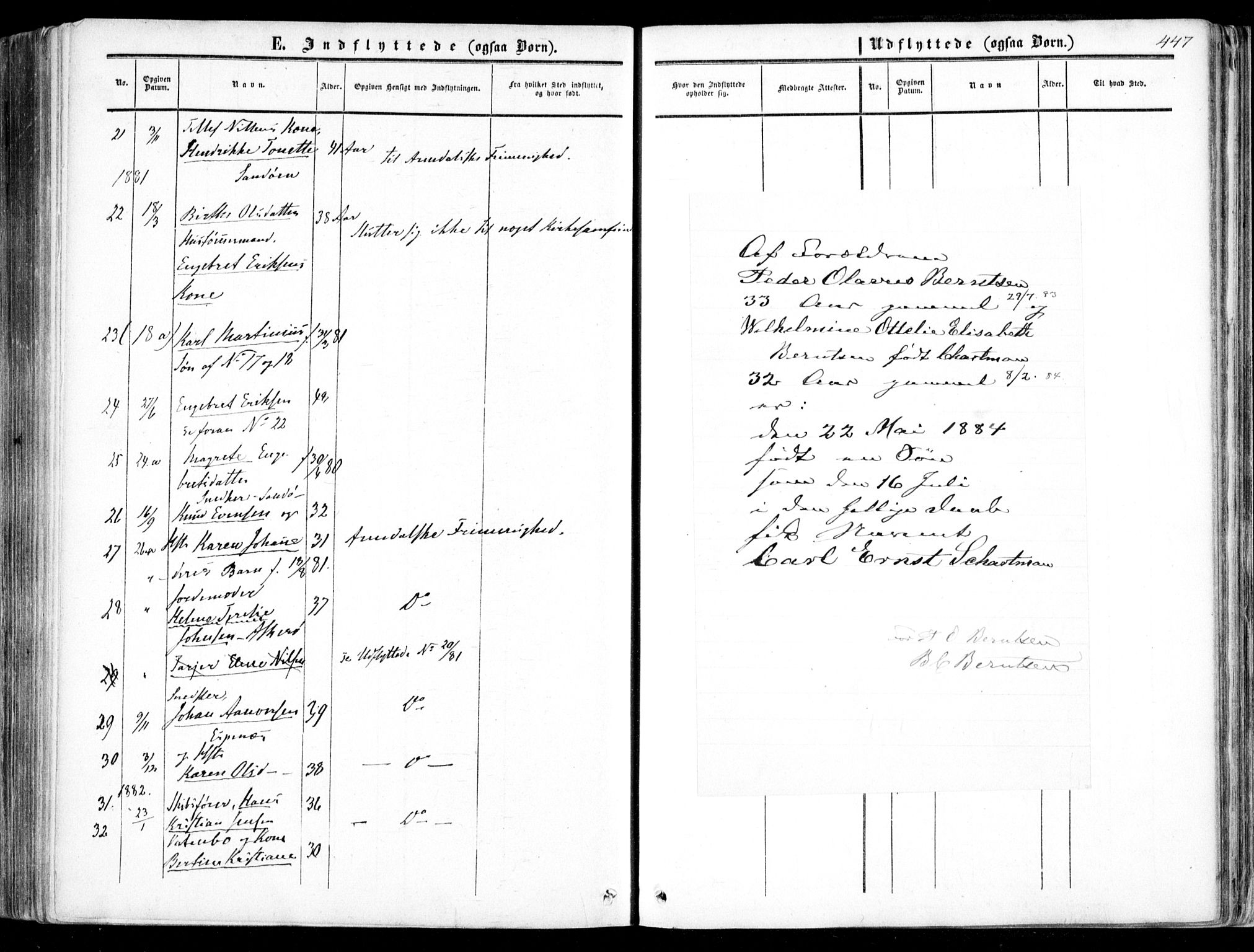Dypvåg sokneprestkontor, SAK/1111-0007/F/Fa/Faa/L0006: Parish register (official) no. A 6, 1855-1872, p. 447