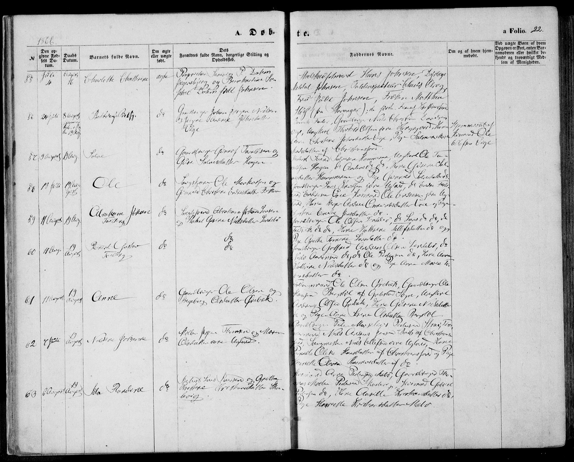 Oddernes sokneprestkontor, SAK/1111-0033/F/Fa/Faa/L0008: Parish register (official) no. A 8, 1864-1880, p. 22