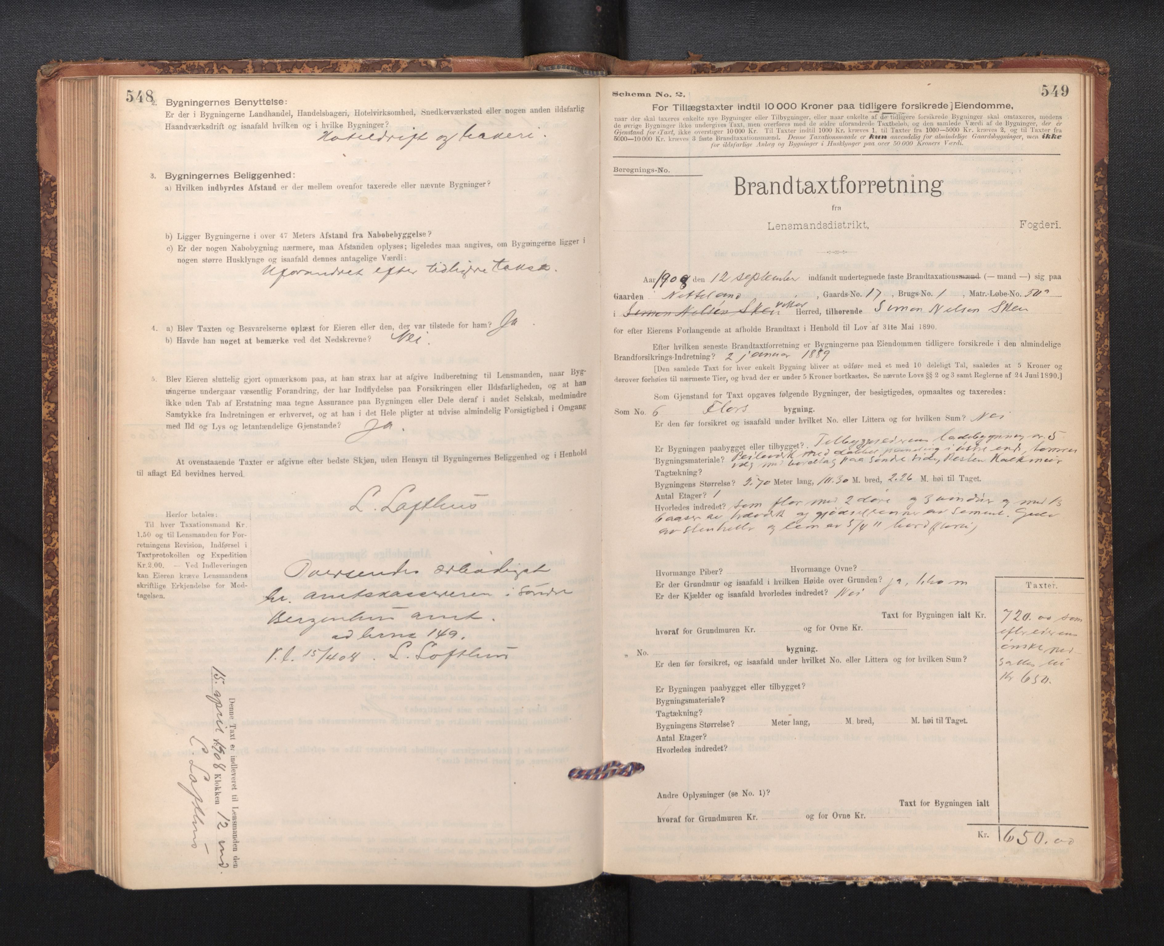 Lensmannen i Kvam, SAB/A-33201/0012/L0005: Branntakstprotokoll, skjematakst, 1894-1913, p. 548-549
