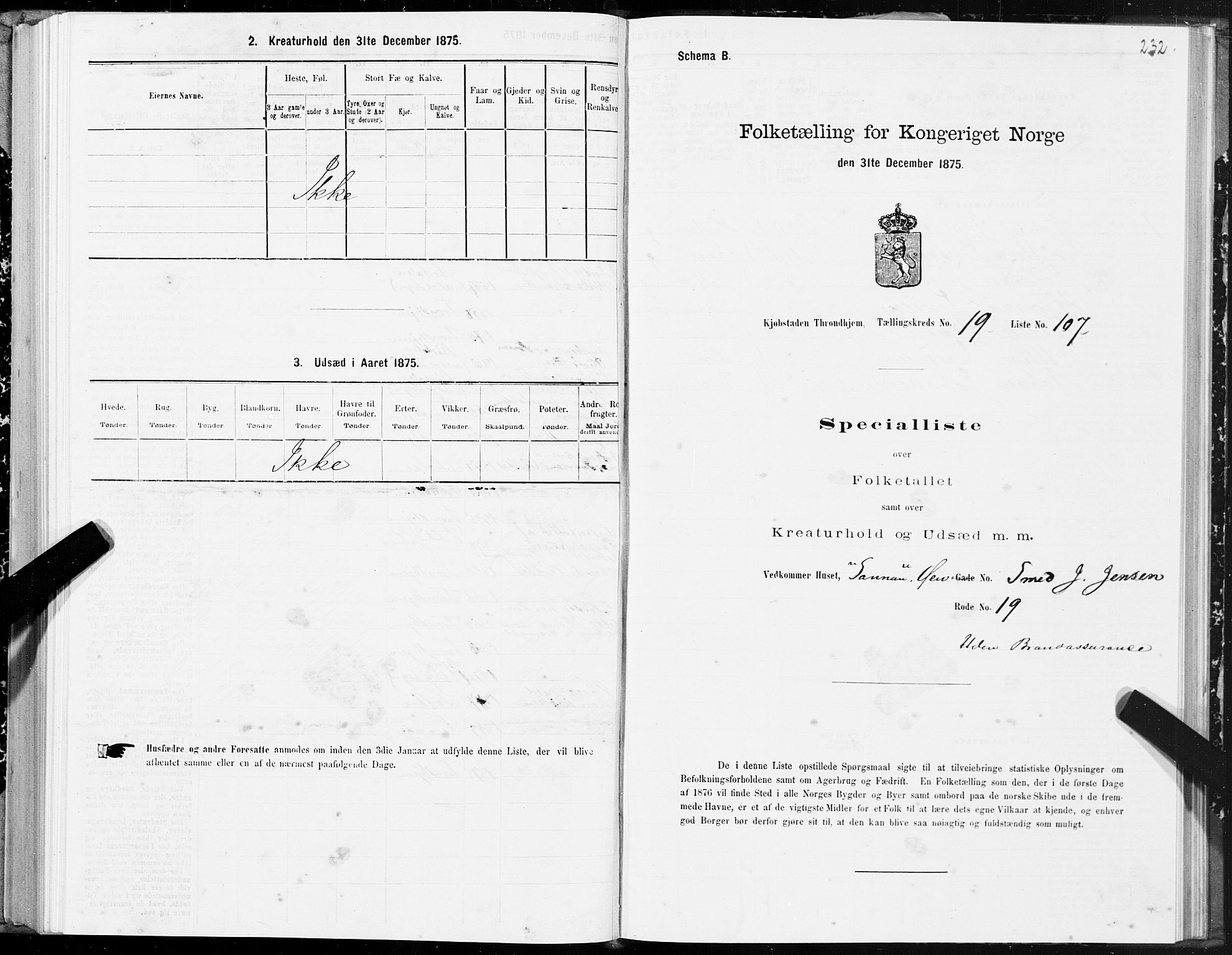 SAT, 1875 census for 1601 Trondheim, 1875, p. 10232