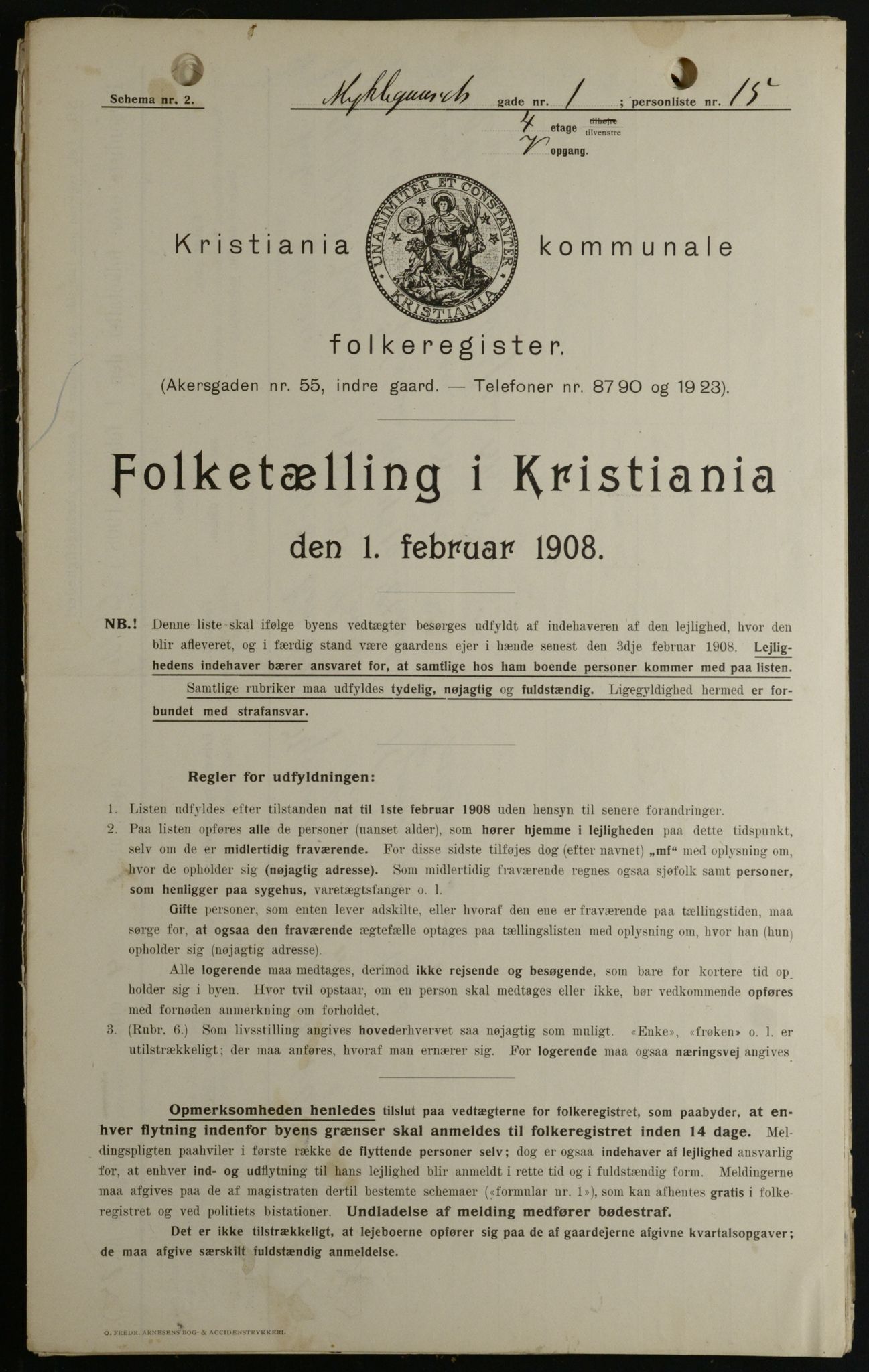 OBA, Municipal Census 1908 for Kristiania, 1908, p. 61071