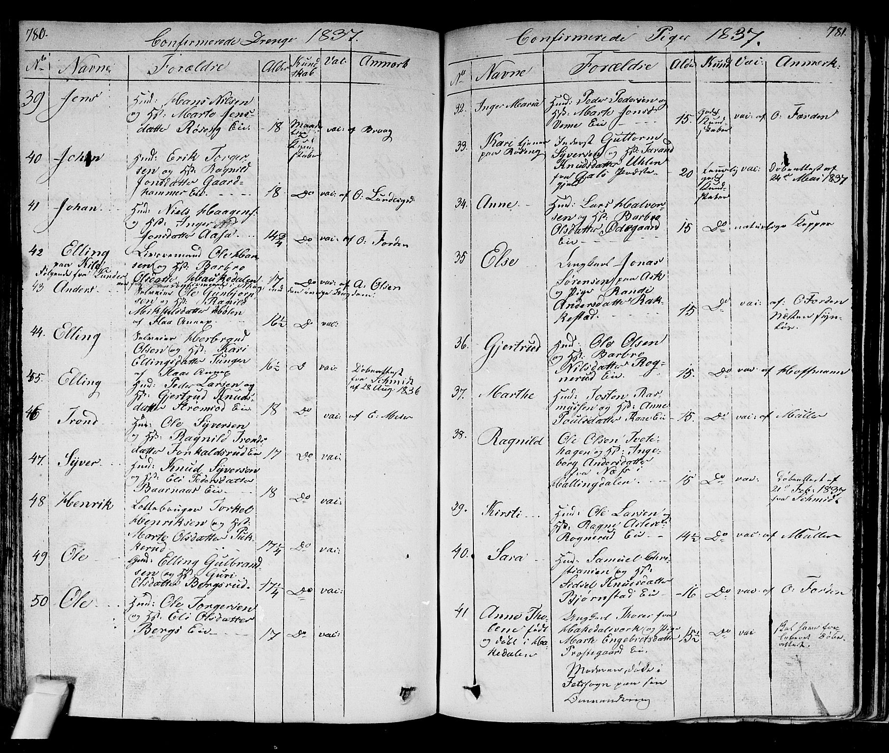 Norderhov kirkebøker, SAKO/A-237/F/Fa/L0009: Parish register (official) no. 9, 1819-1837, p. 780-781
