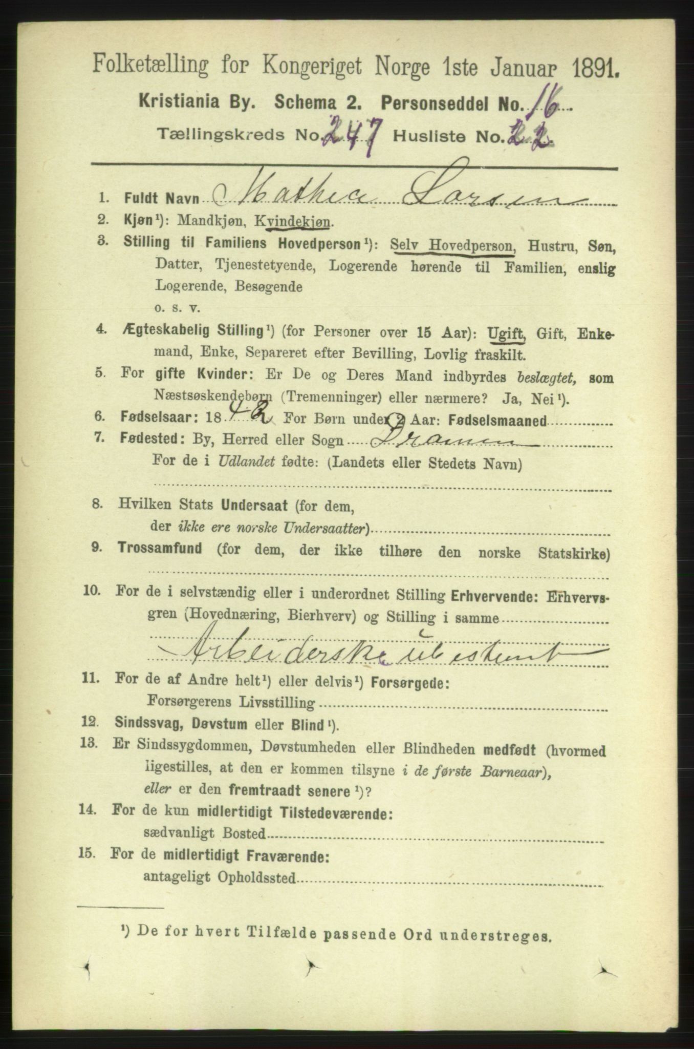 RA, 1891 census for 0301 Kristiania, 1891, p. 150972