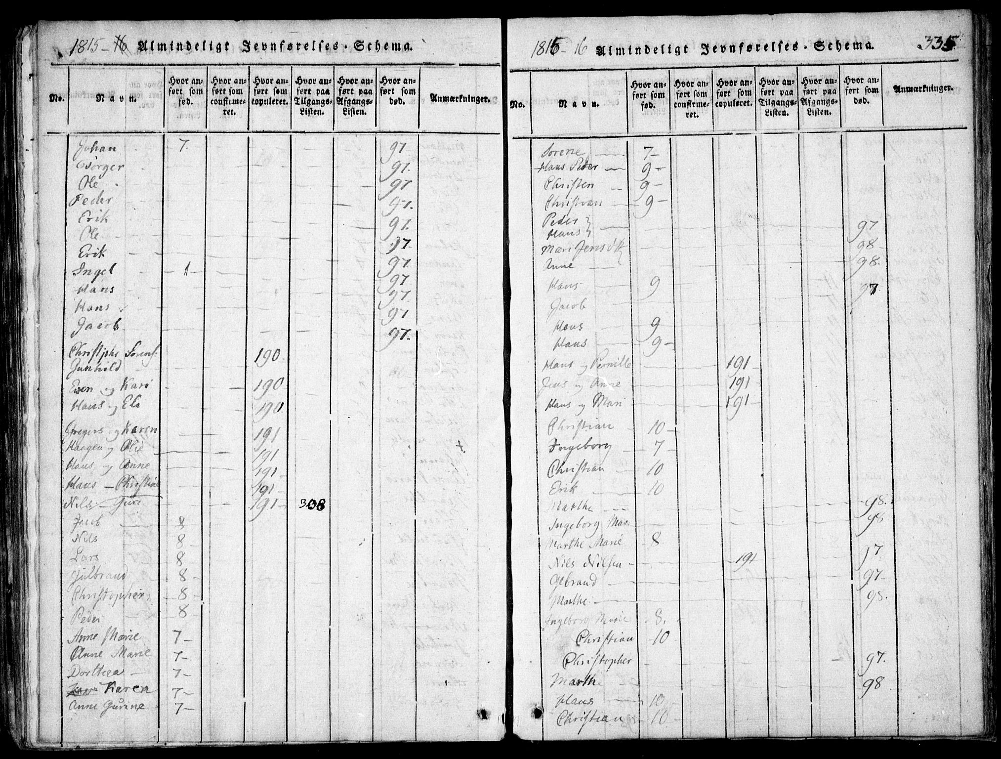 Skedsmo prestekontor Kirkebøker, AV/SAO-A-10033a/F/Fa/L0008: Parish register (official) no. I 8, 1815-1829, p. 335