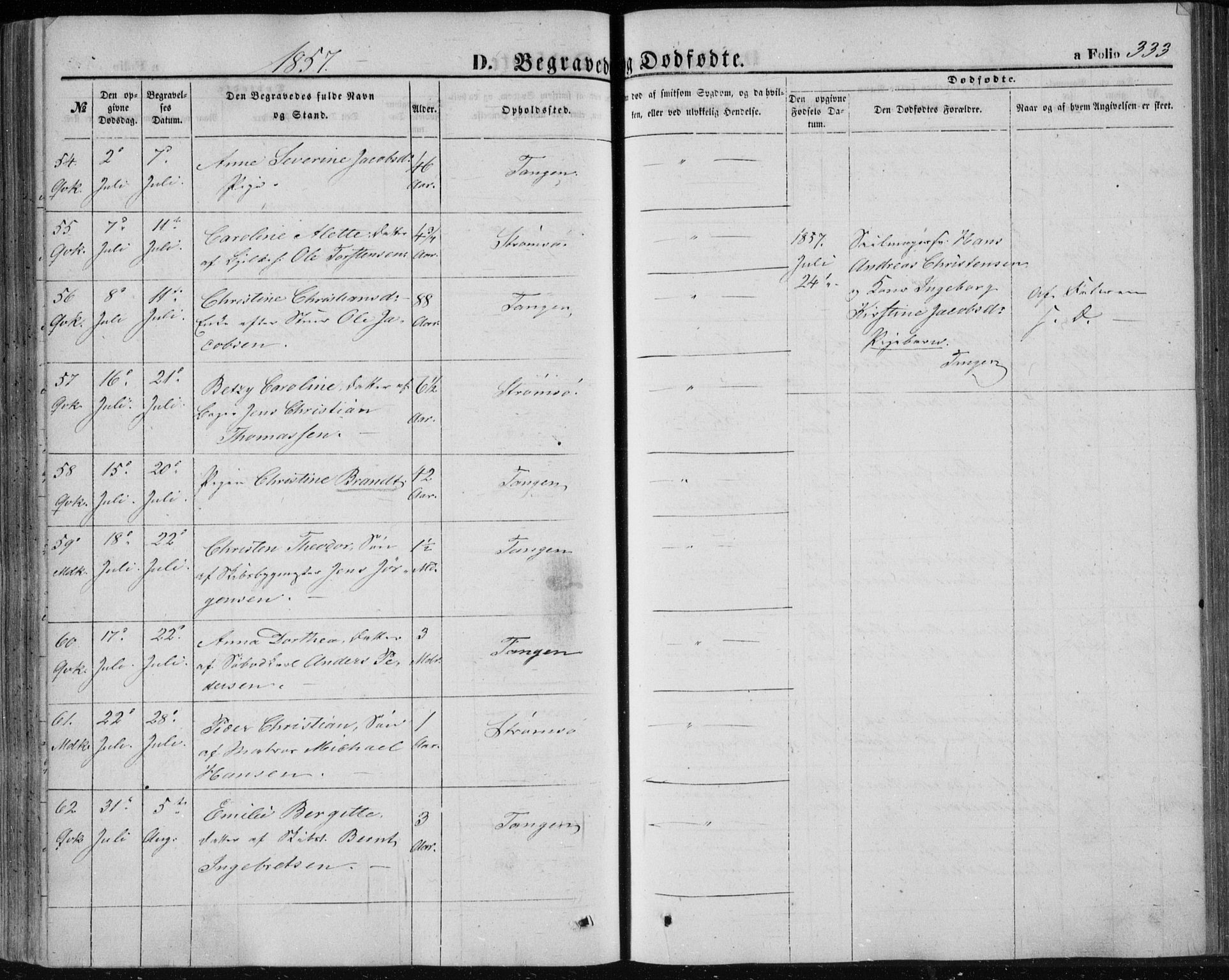 Strømsø kirkebøker, AV/SAKO-A-246/F/Fa/L0014: Parish register (official) no. I 14, 1848-1858, p. 333