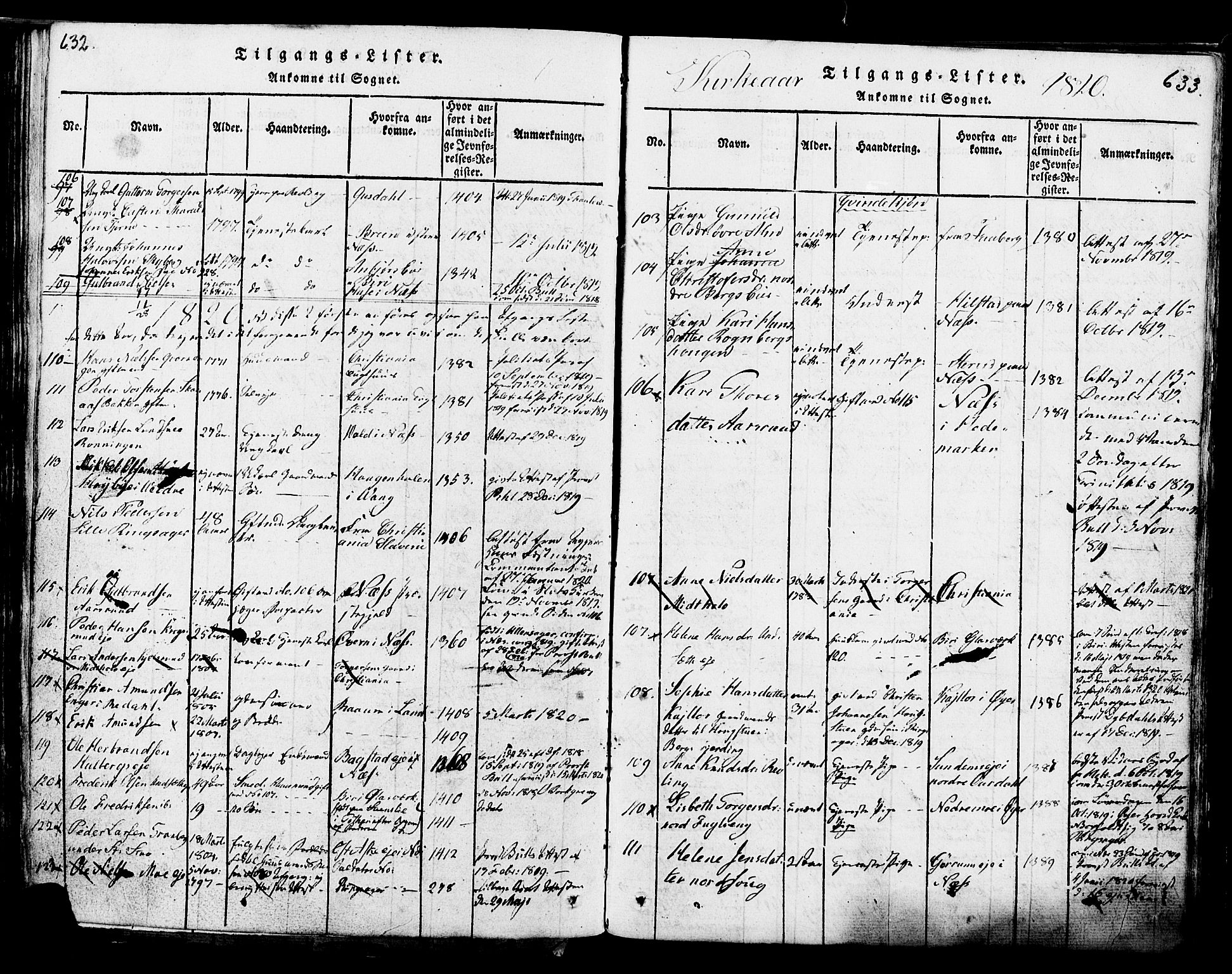 Ringsaker prestekontor, SAH/PREST-014/K/Ka/L0005: Parish register (official) no. 5, 1814-1826, p. 632-633