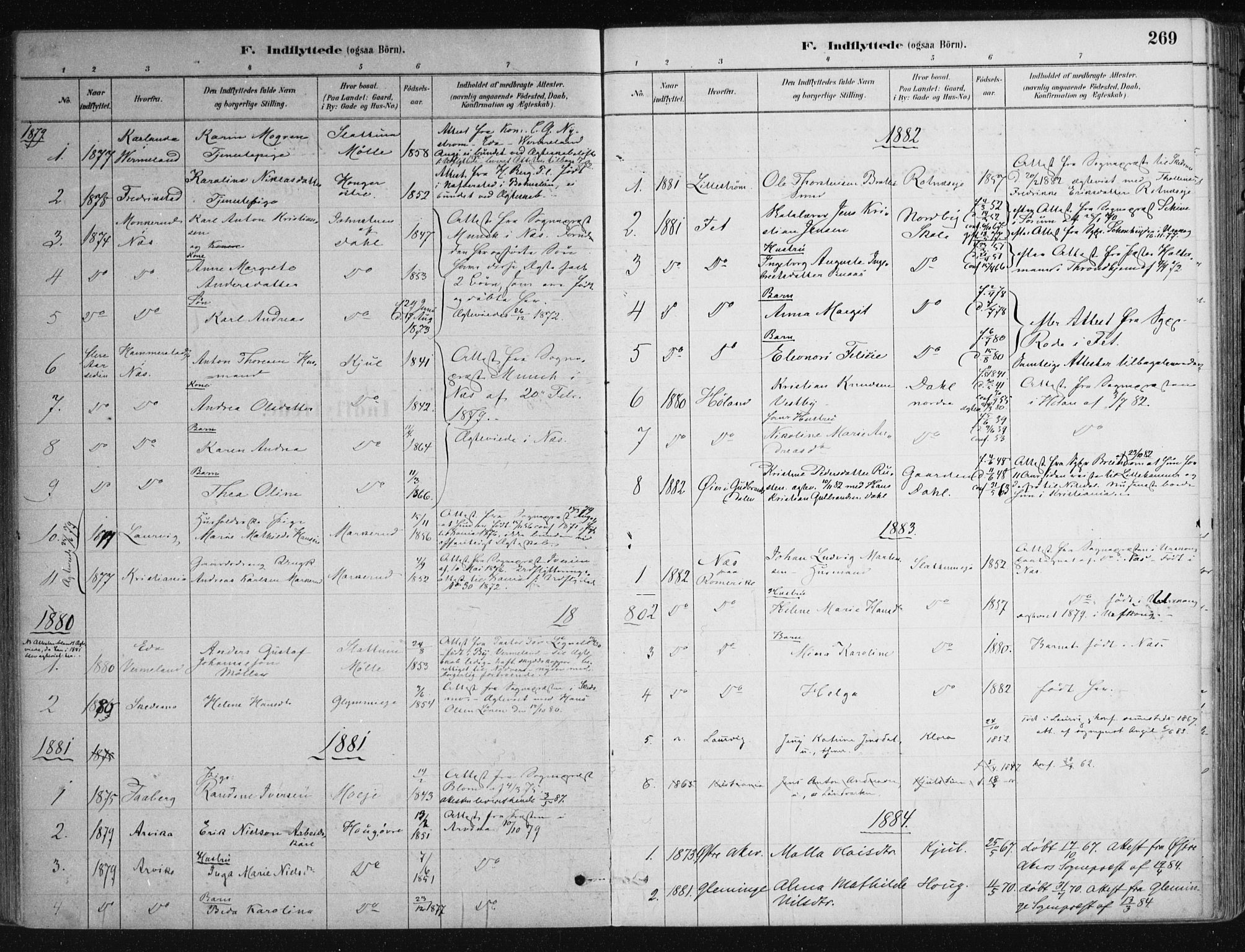 Nittedal prestekontor Kirkebøker, SAO/A-10365a/F/Fa/L0007: Parish register (official) no. I 7, 1879-1901, p. 269
