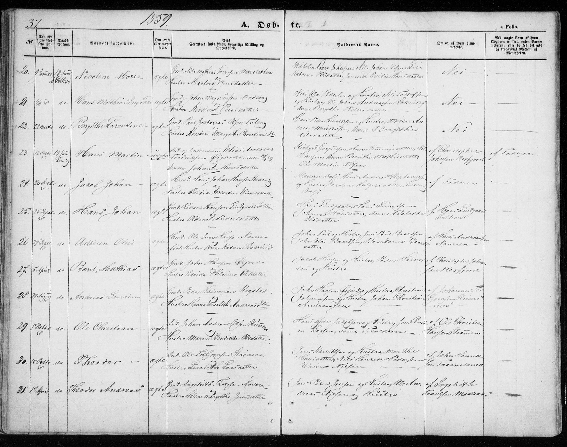 Lenvik sokneprestembete, SATØ/S-1310/H/Ha/Haa/L0007kirke: Parish register (official) no. 7, 1855-1865, p. 37